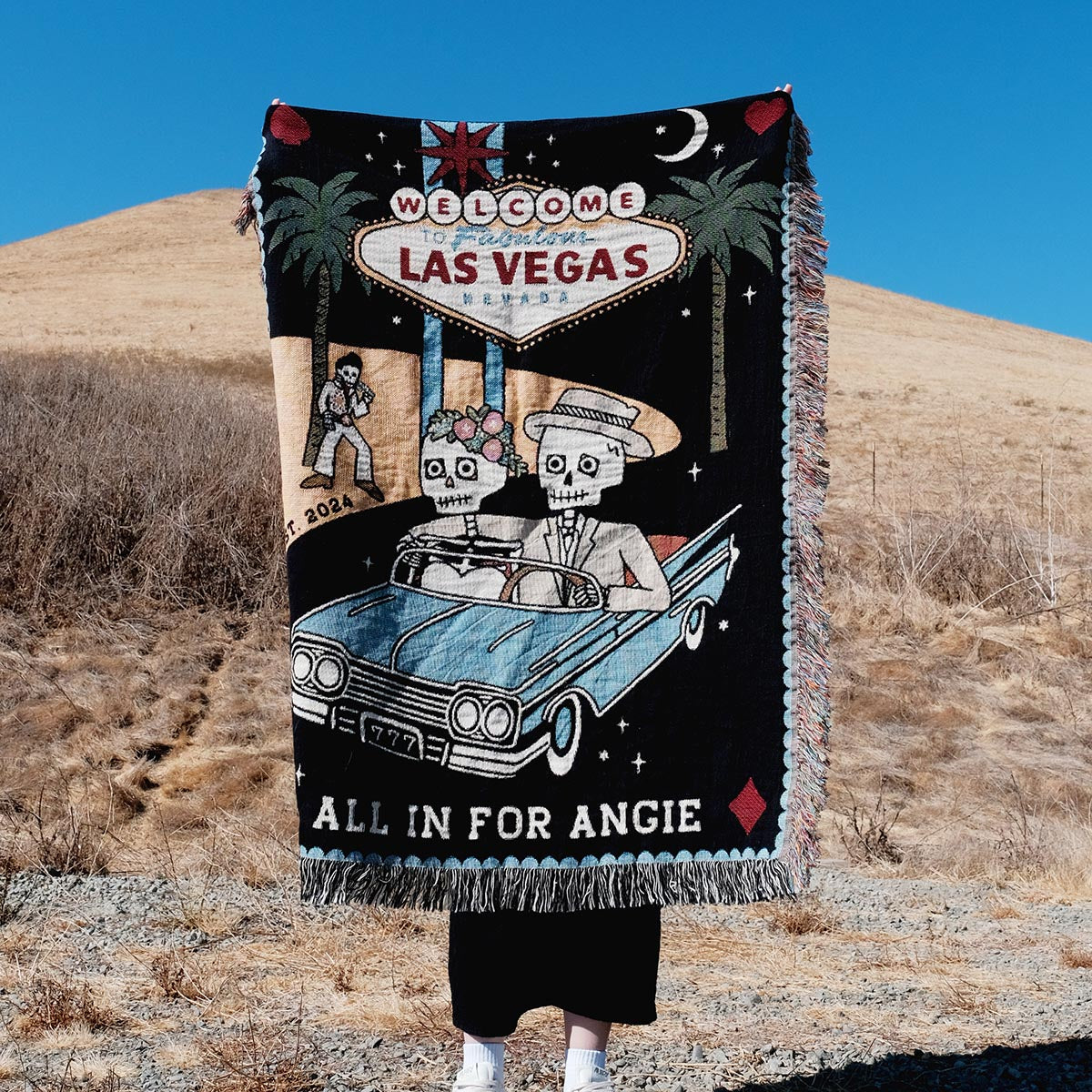Personalized Las Vegas Skeleton Couple Blanket