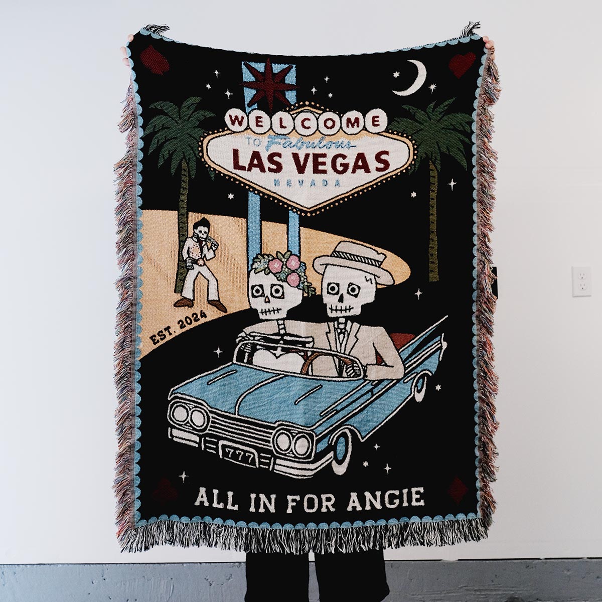 Personalized Las Vegas Skeleton Couple Blanket