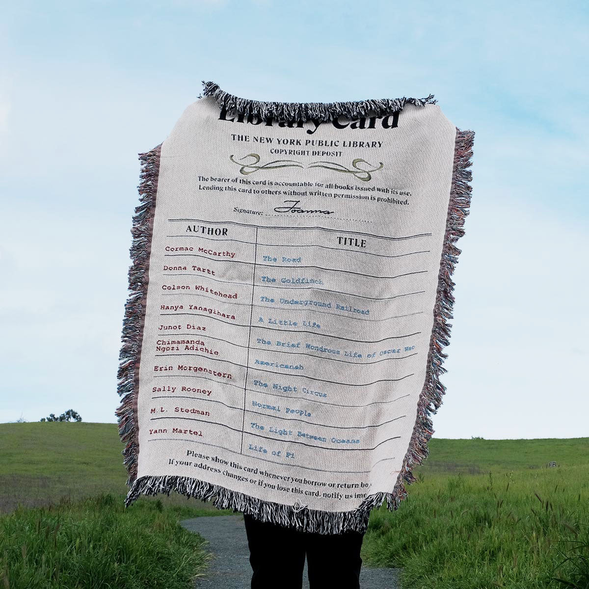 Personalized Library Card Book Lover Woven Blanket