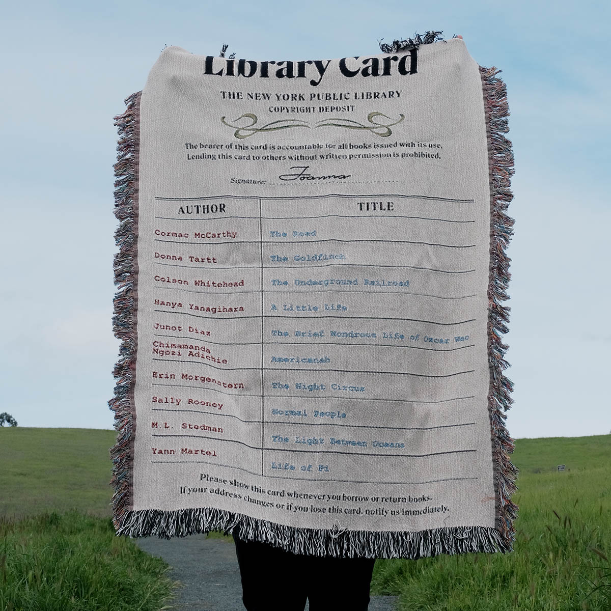 Personalized Library Card Book Lover Woven Blanket