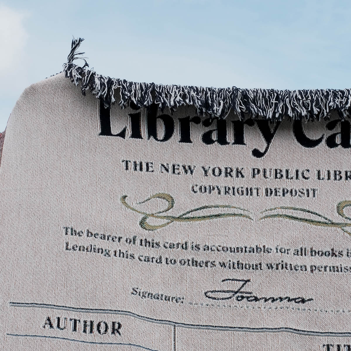 Personalized Library Card Book Lover Woven Blanket