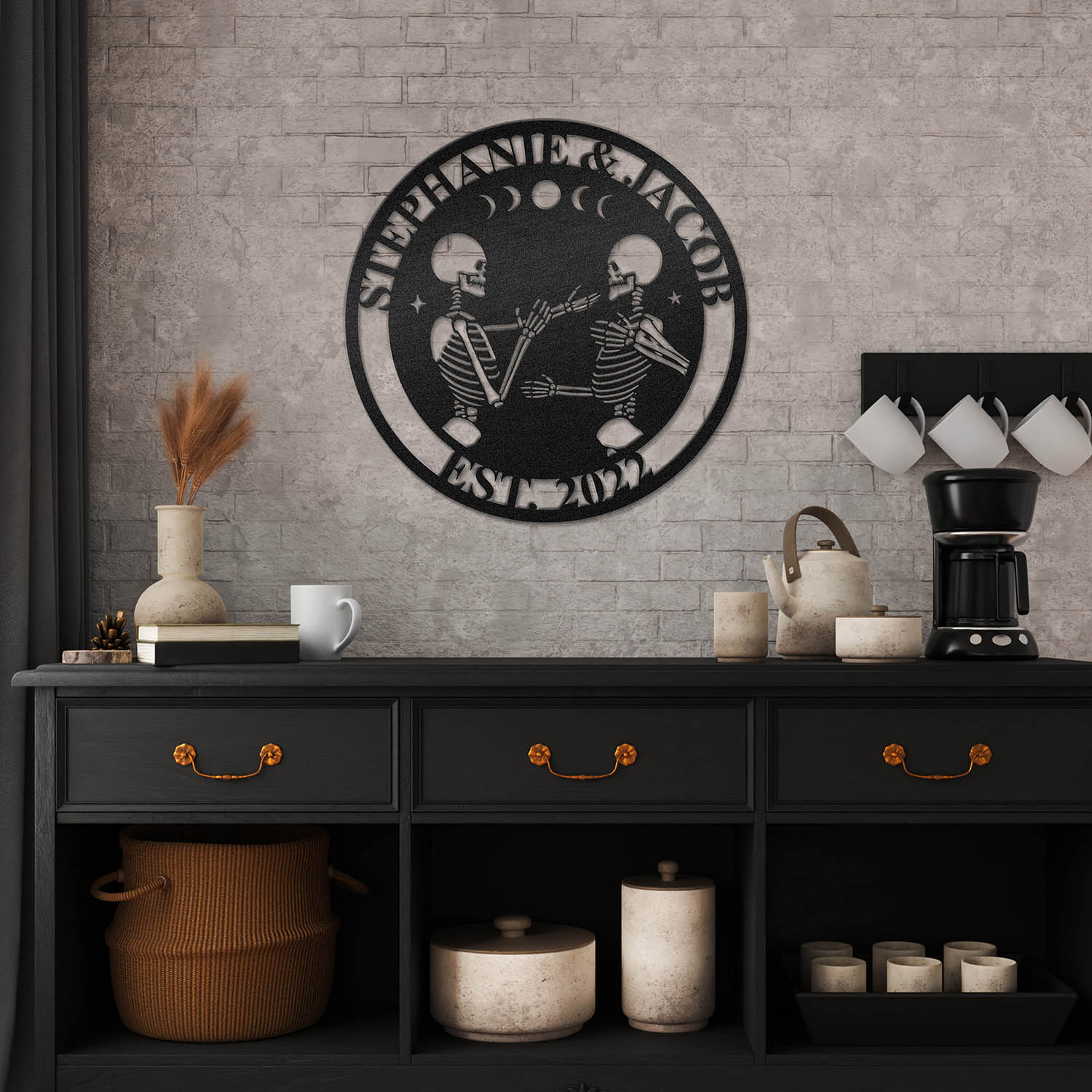 Personalized Dancing Couple Skeletons Steel Die Cut Wall Sign