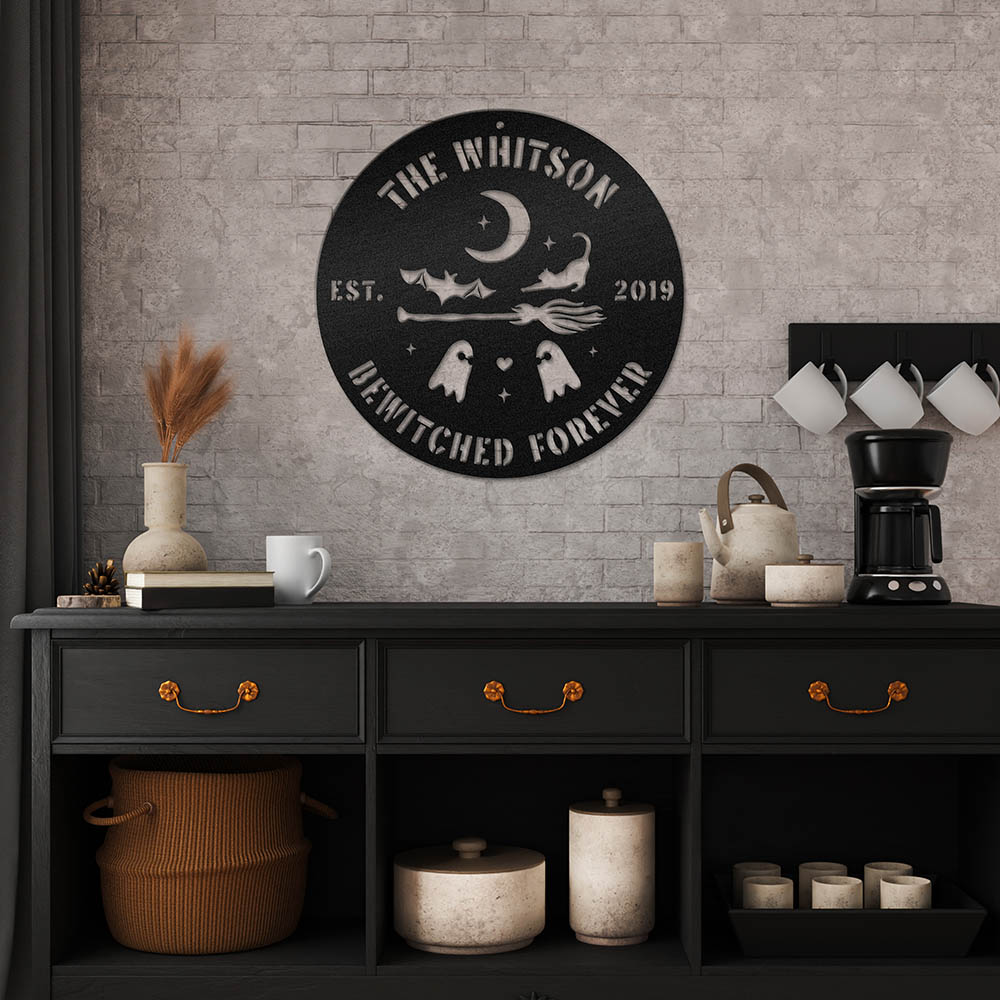 Personalized Spooky Couple Steel Die Cut Wall Sign