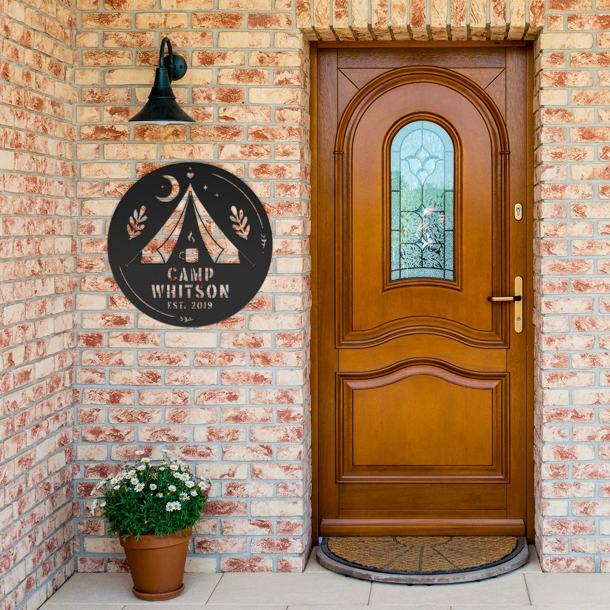 Personalized Family Camp Steel Die Cut Wall Sign