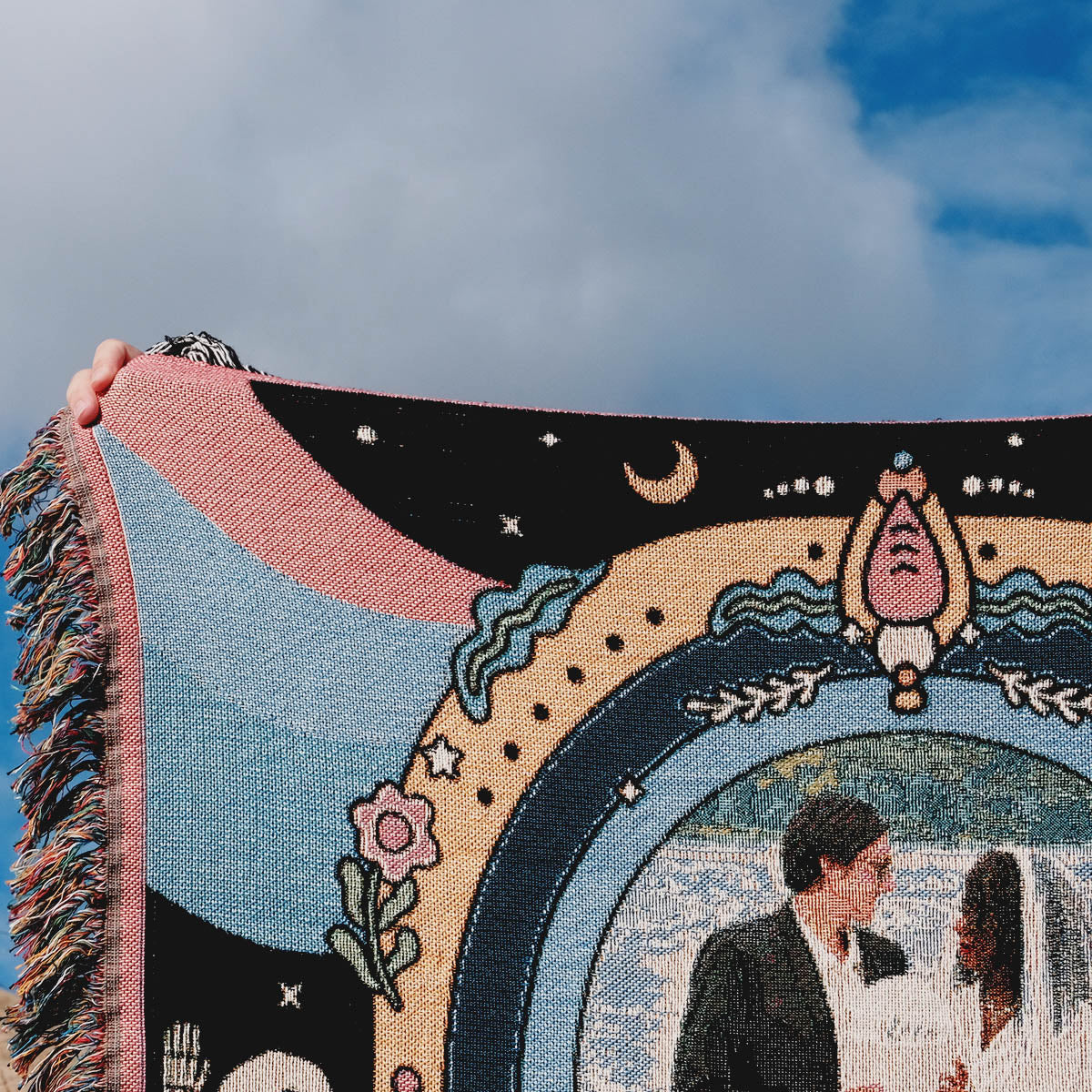Personalized Jukebox Couple Woven Blanket with Photo & Song