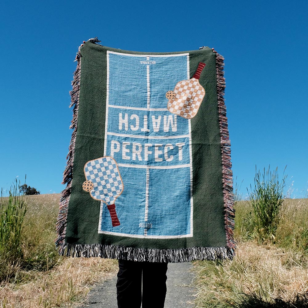 Personalized Pickleball Couple Woven Blanket
