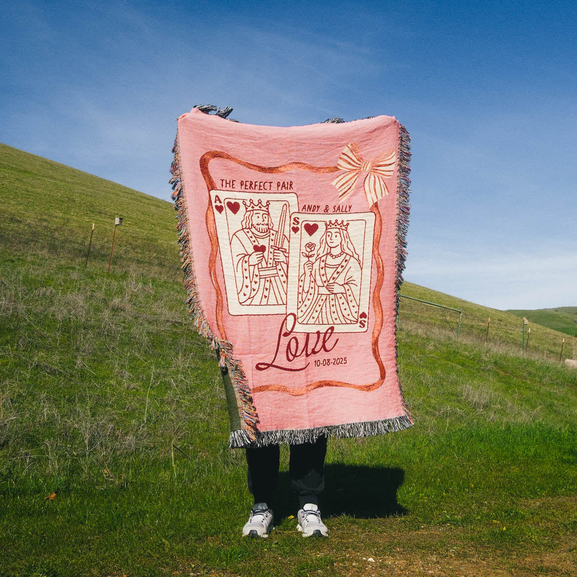 Personalized King & Queen Playing Cards Couple Woven Blanket