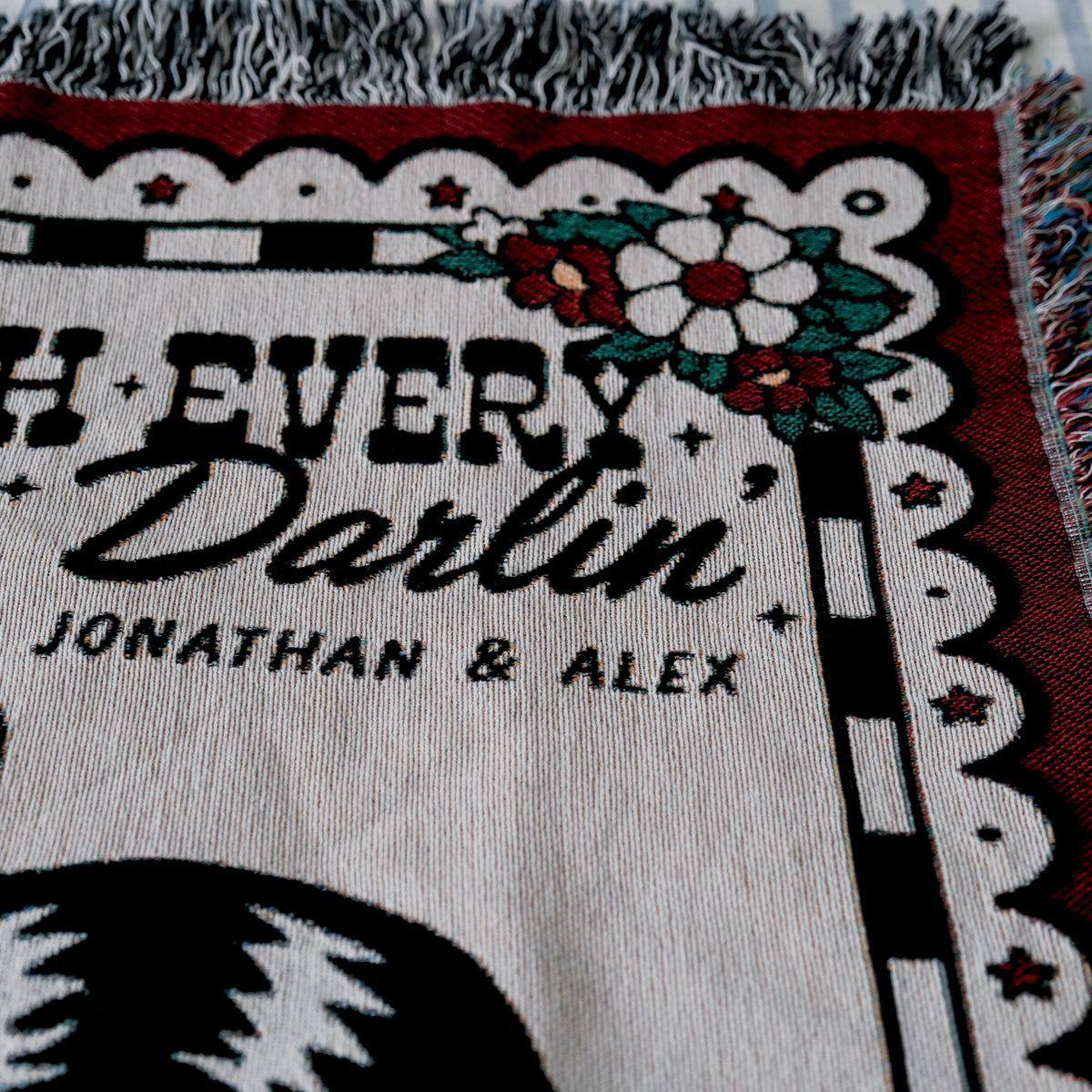 Personalized Retro Skeleton Couple Woven Blanket - Relatable Basic