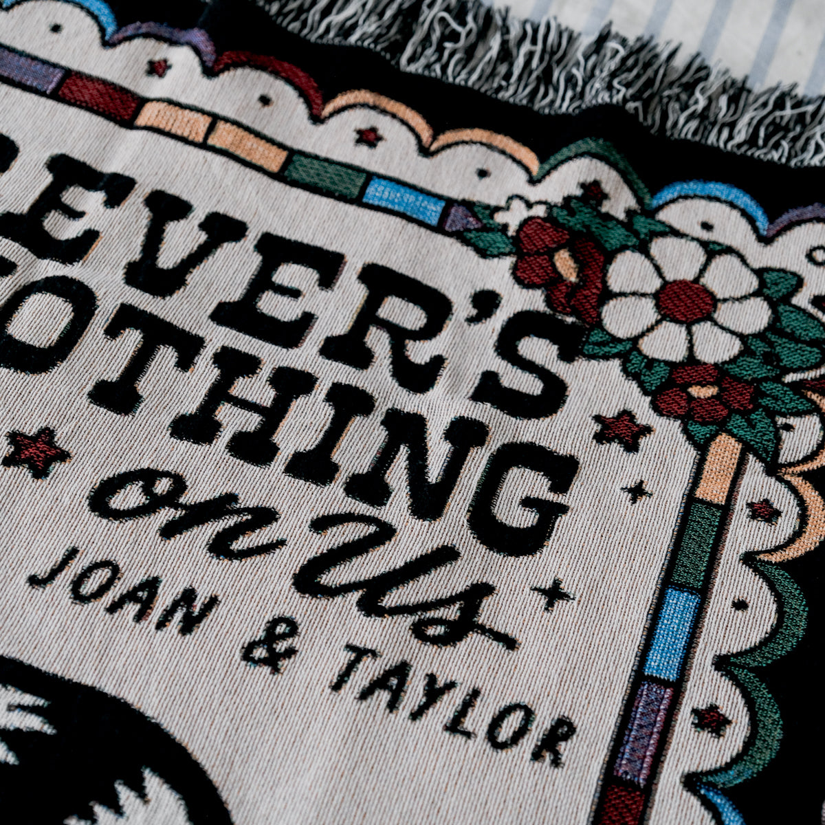 Personalized Female Retro Skeleton Couple Woven Blanket - Relatable Basic