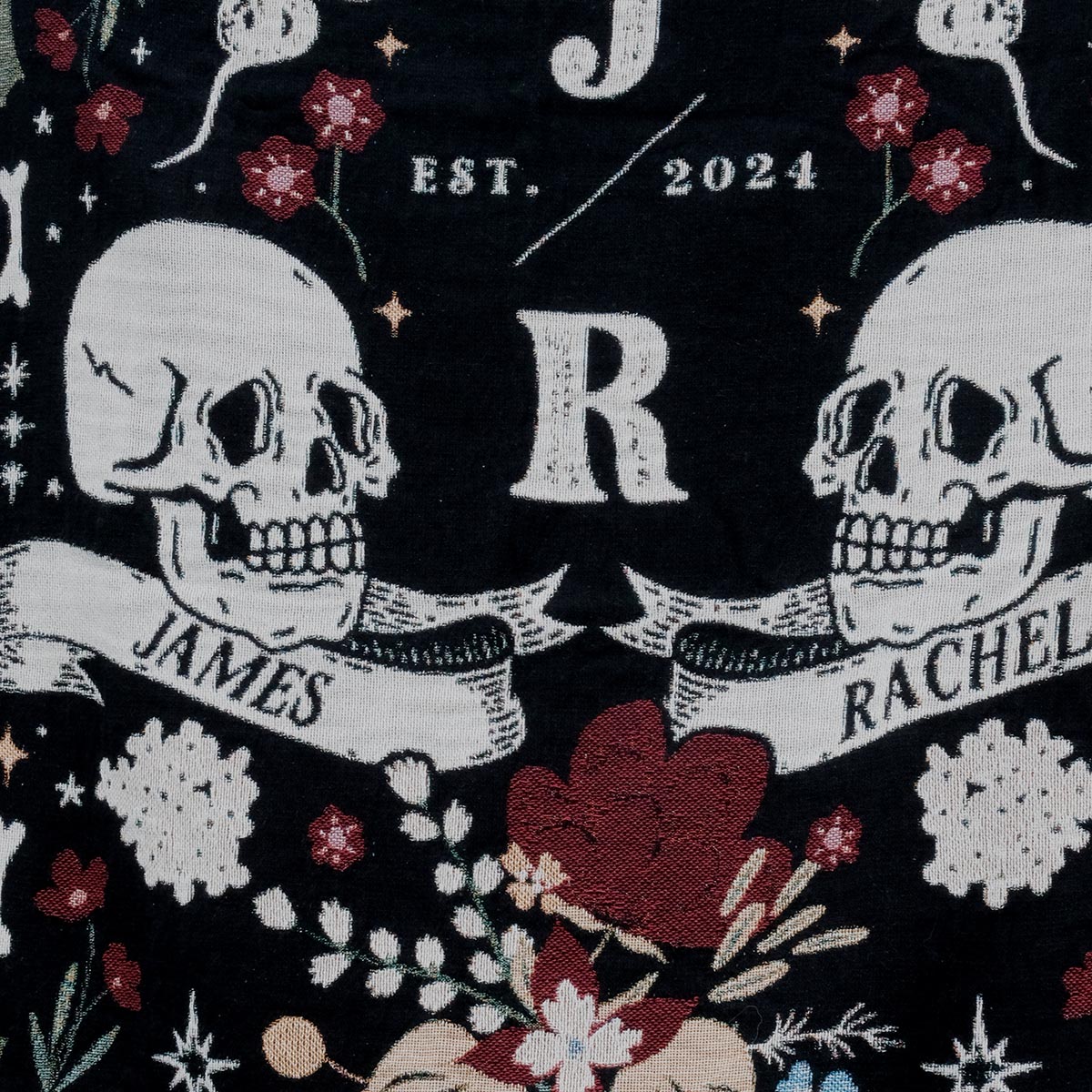 His and Hers Skulls Personalized Woven Blanket