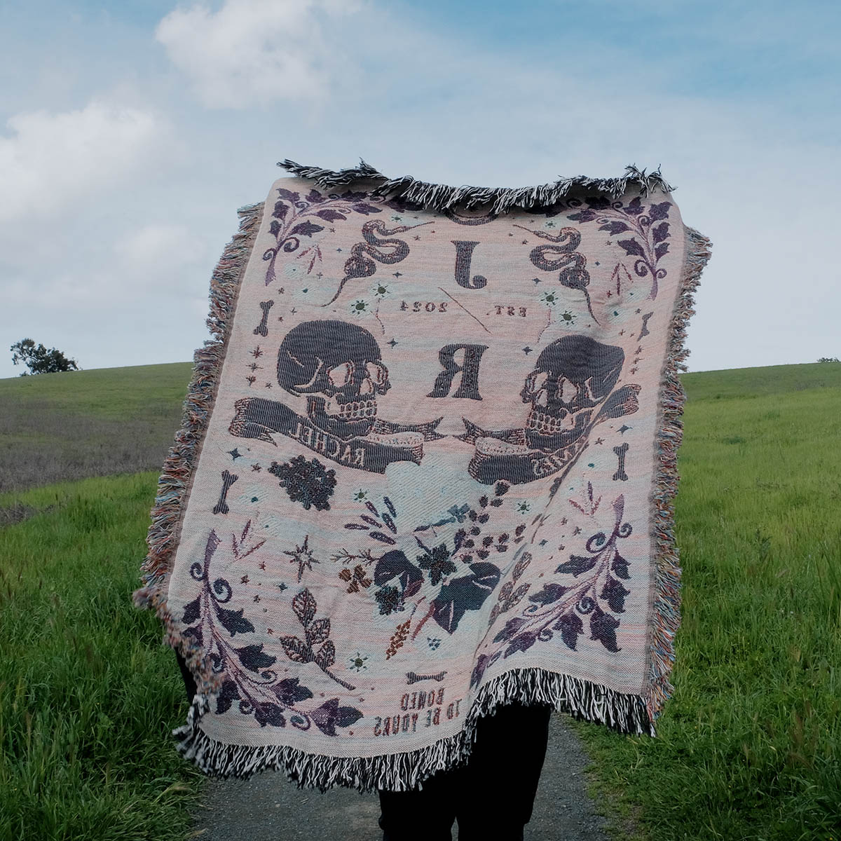 His and Hers Skulls Personalized Woven Blanket