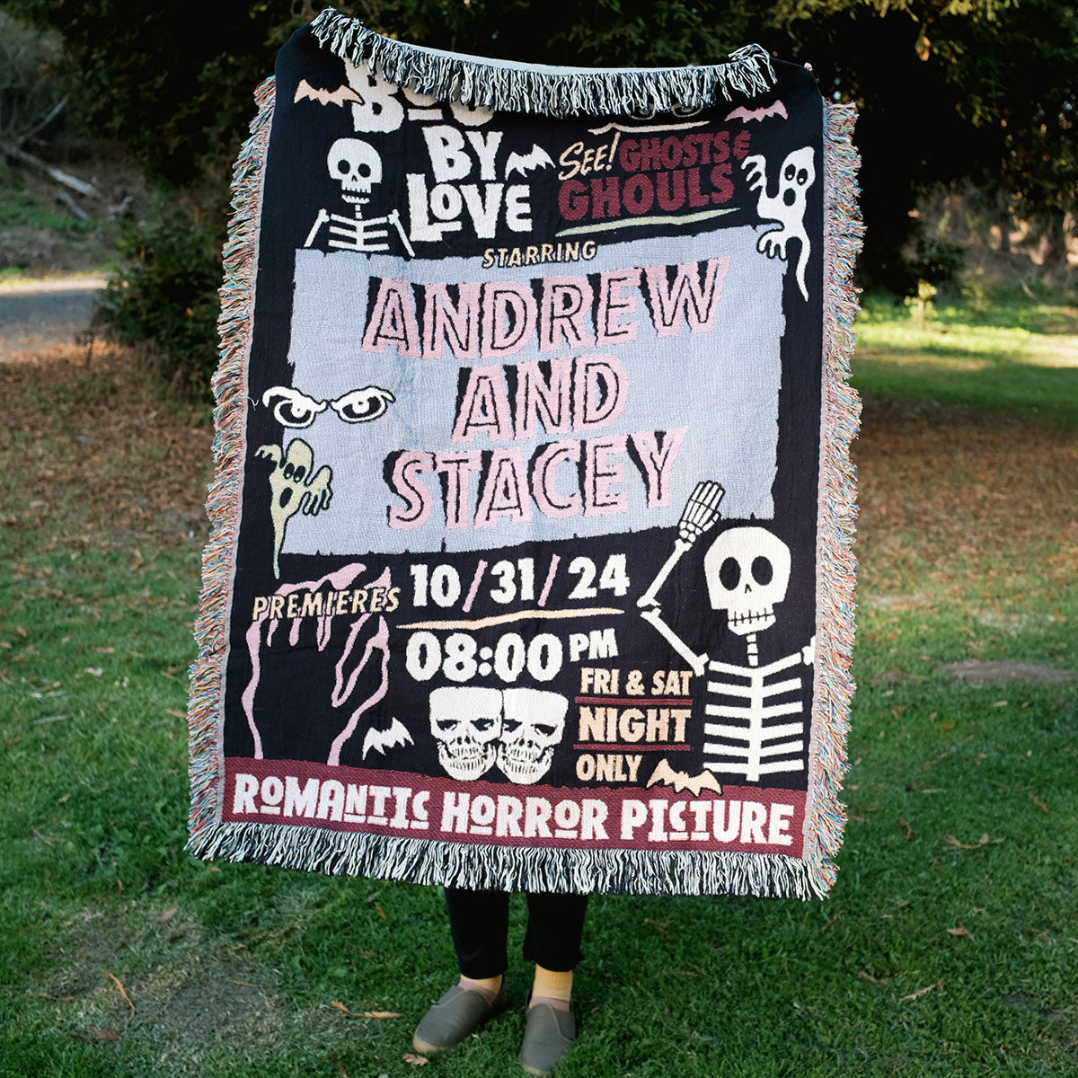 Personalized Horror Picture Couple Woven Blanket