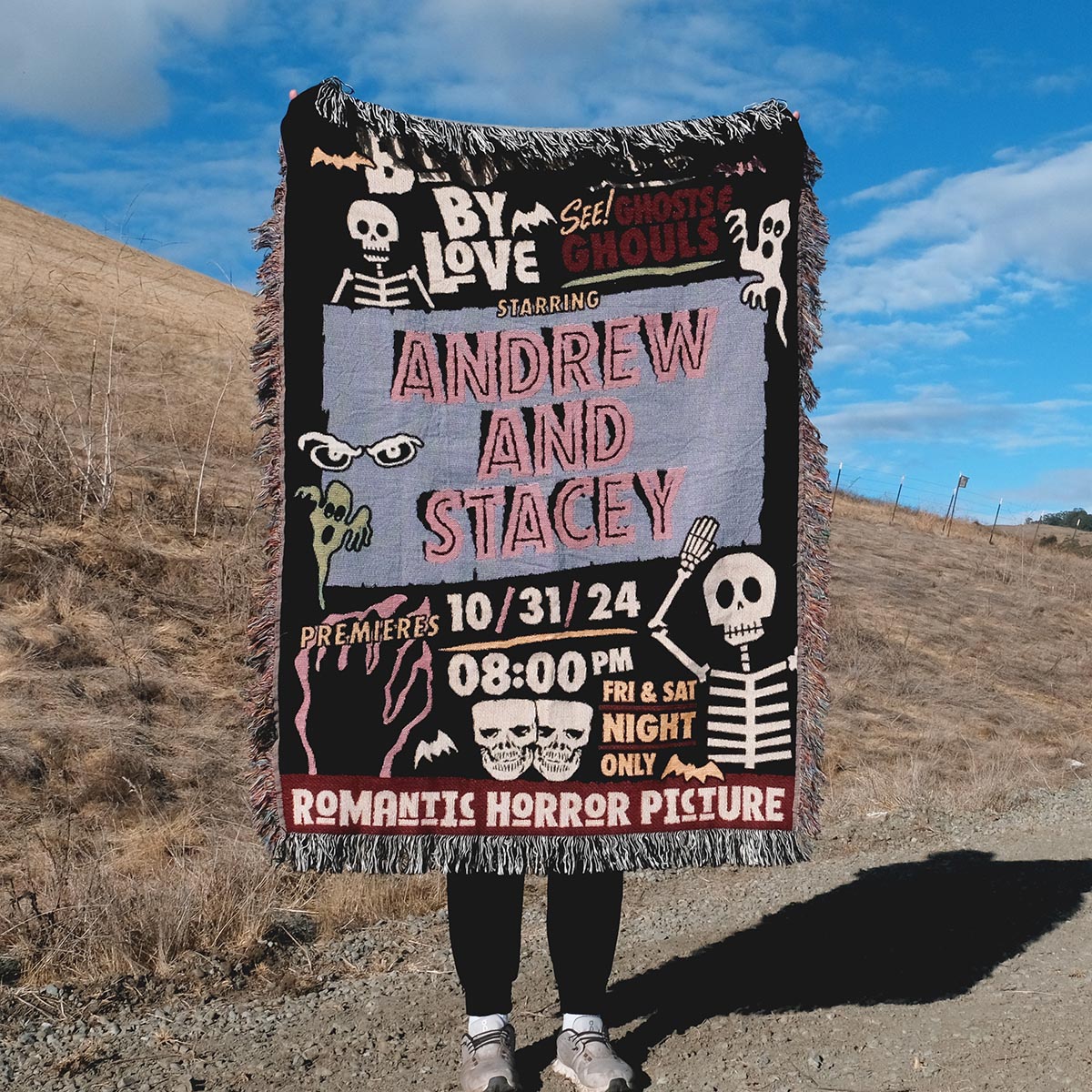 Personalized Horror Picture Couple Woven Blanket