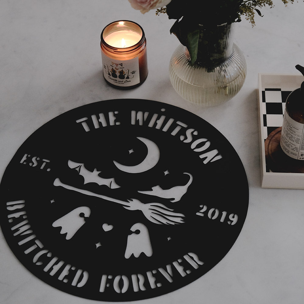 Personalized Spooky Couple Steel Die Cut Wall Sign