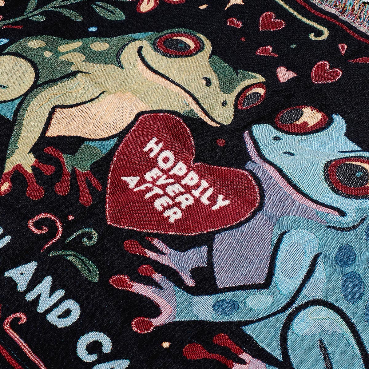 Two Frogs in Love Personalized Couple Woven Throw Blanket