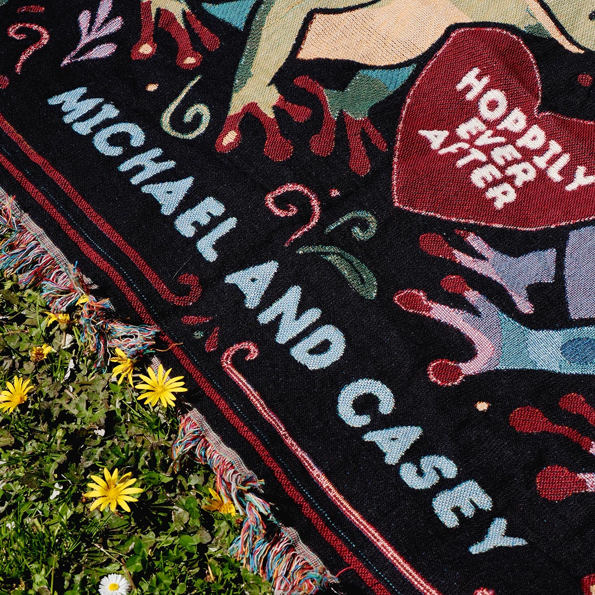 Two Frogs in Love Personalized Couple Woven Throw Blanket