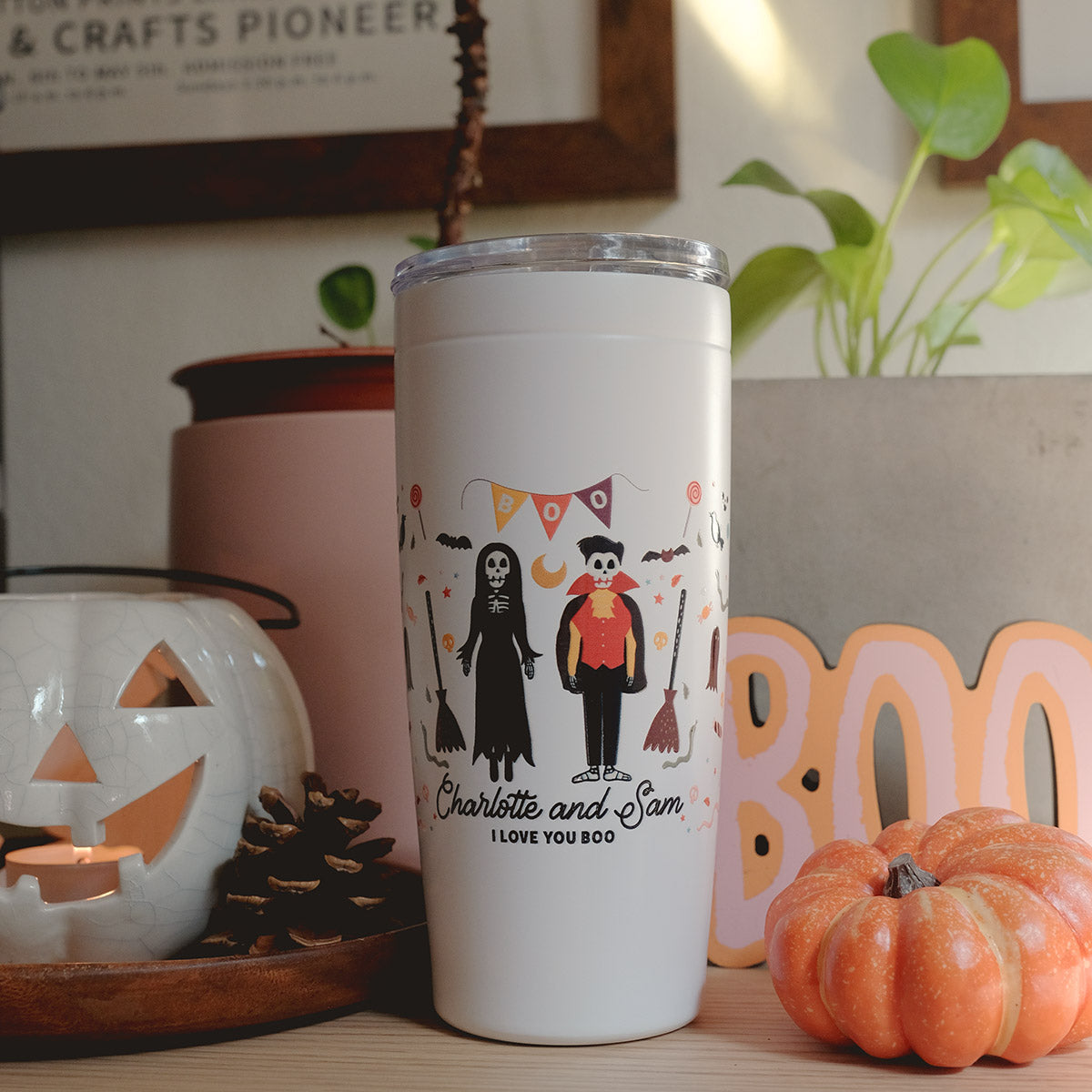 Personalized Spooky Couple Tumbler - Relatable Basic