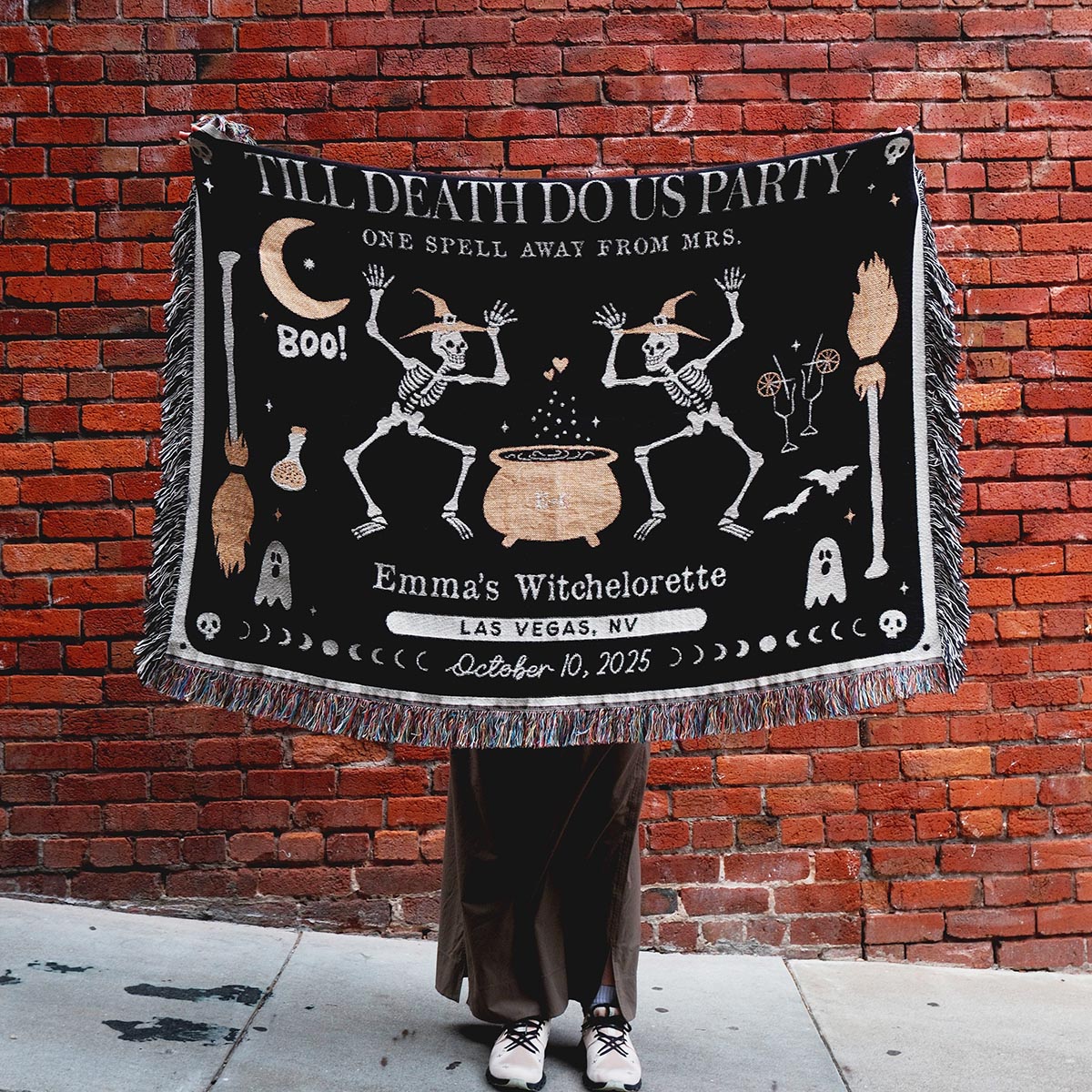 Personalized Gothic Witch Bachelorette Party Woven Blanket