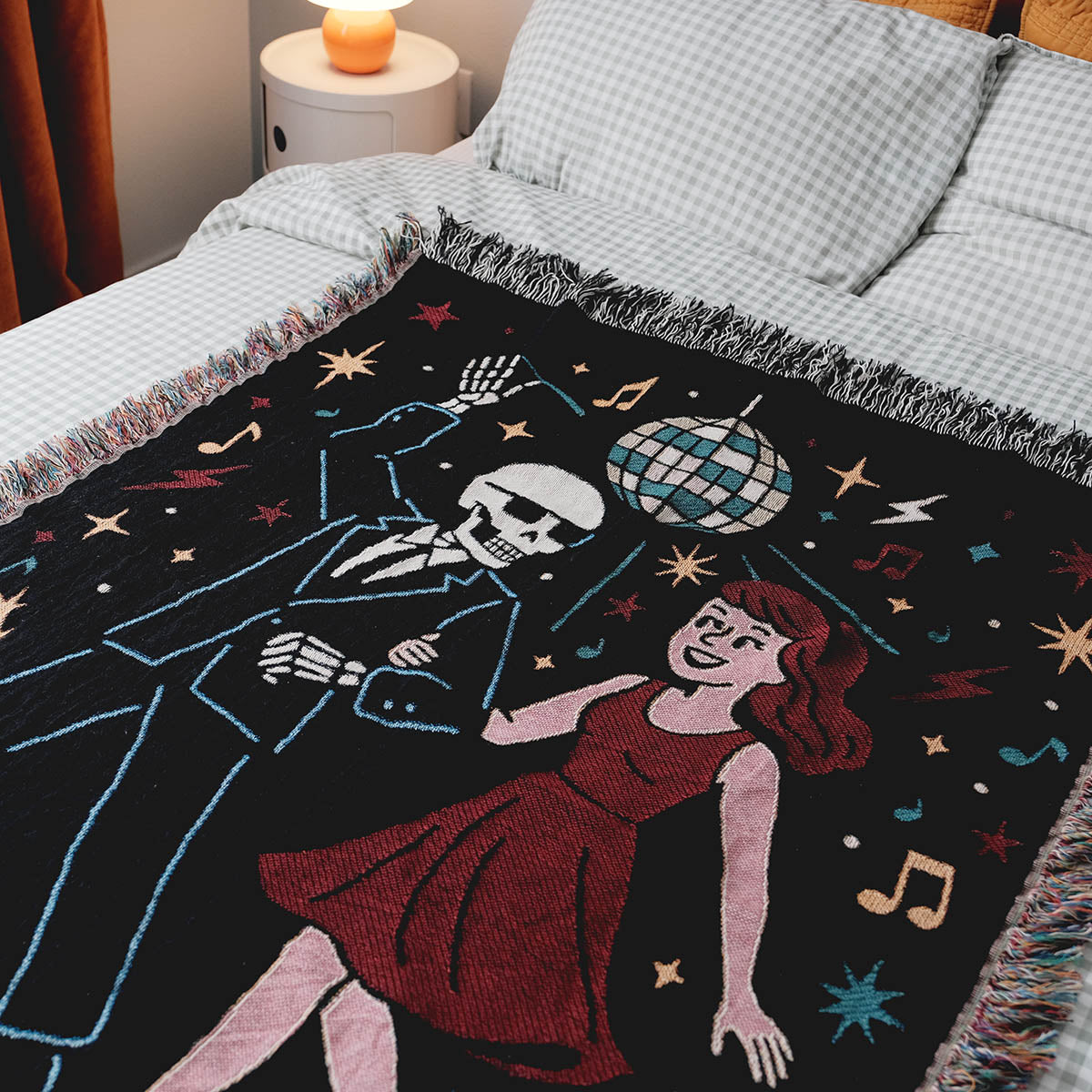 Personalized Human x Skeleton Couple Woven Blanket