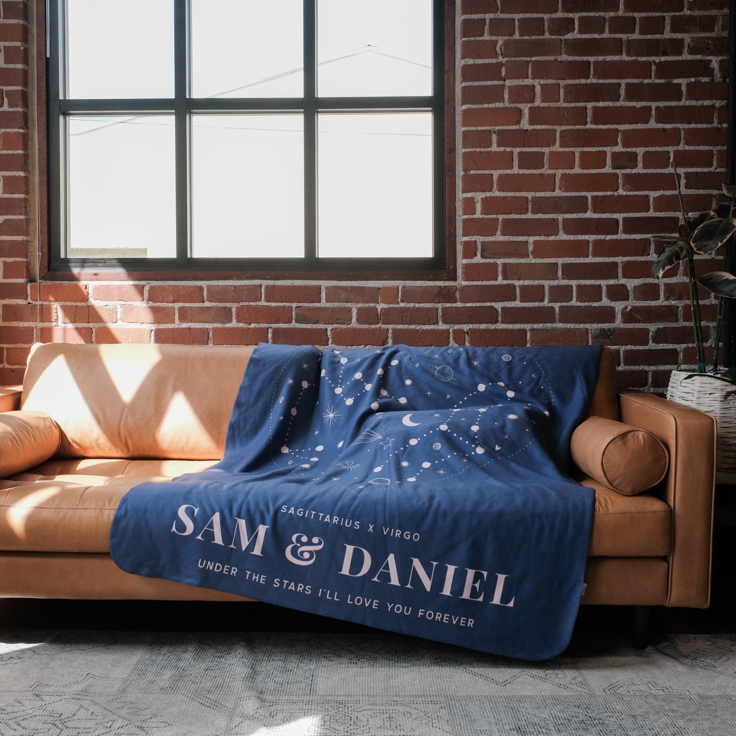 Personalized Couple Zodiac (Dark Navy) Fleece Blanket - Fleece - Personalized Gifts for Couples, Custom Birthday Gifts, Custom Anniversary Gifts | Relatable Basic