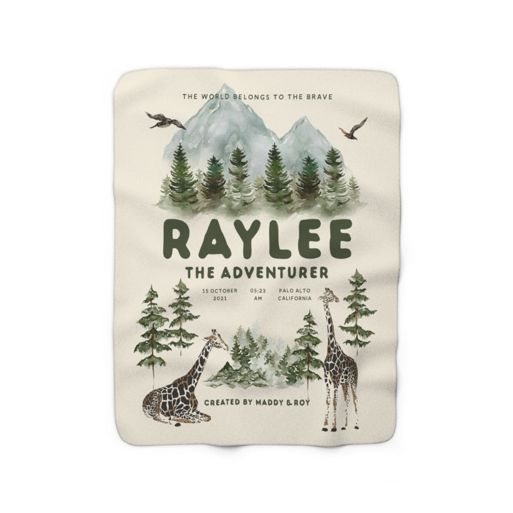 Personalized Kids Adventure Birth Stat Giraffe Fleece Blanket - Fleece - Personalized Gifts for Couples, Custom Birthday Gifts, Custom Anniversary Gifts | Relatable Basic