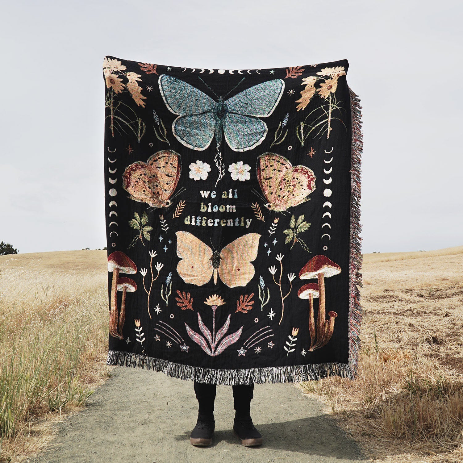 We All Bloom Differently Woven Blanket - Woven - Personalized Gifts for Couples, Custom Birthday Gifts, Custom Anniversary Gifts | Relatable Basic