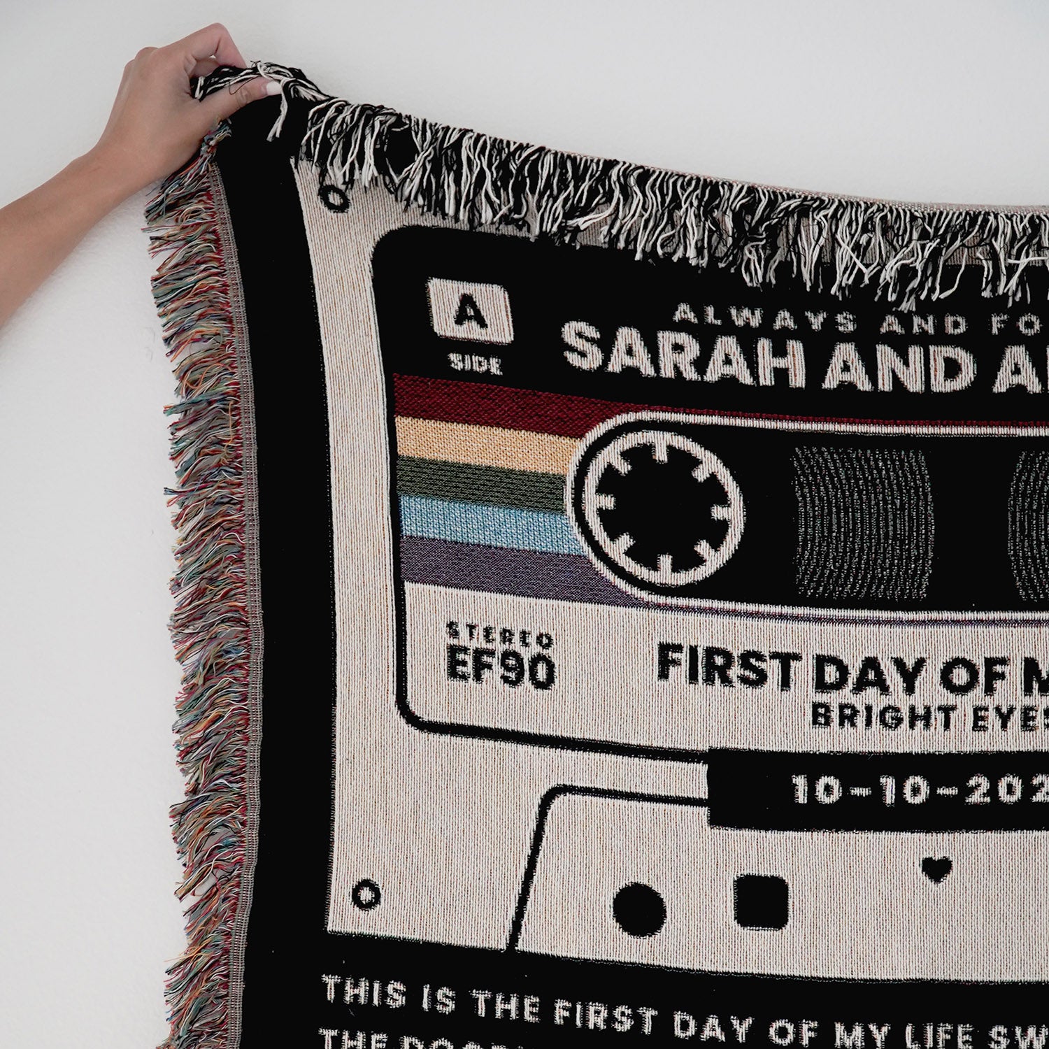 Personalized Couple Cassette Lyric Woven Blanket - Woven - Personalized Gifts for Couples, Custom Birthday Gifts, Custom Anniversary Gifts | Relatable Basic