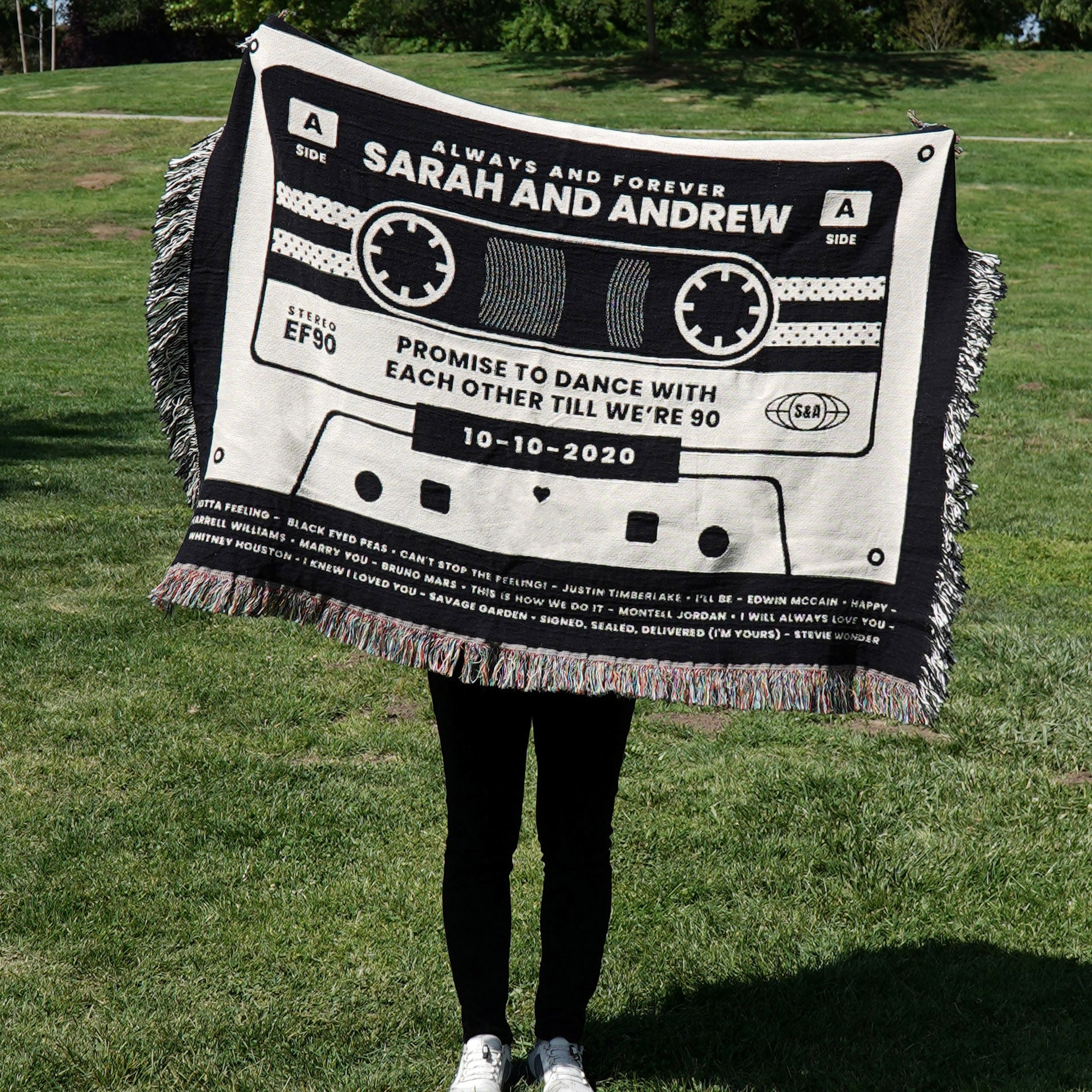 Personalized Couple Mixtape Woven Blanket - Woven - Personalized Gifts for Couples, Custom Birthday Gifts, Custom Anniversary Gifts | Relatable Basic