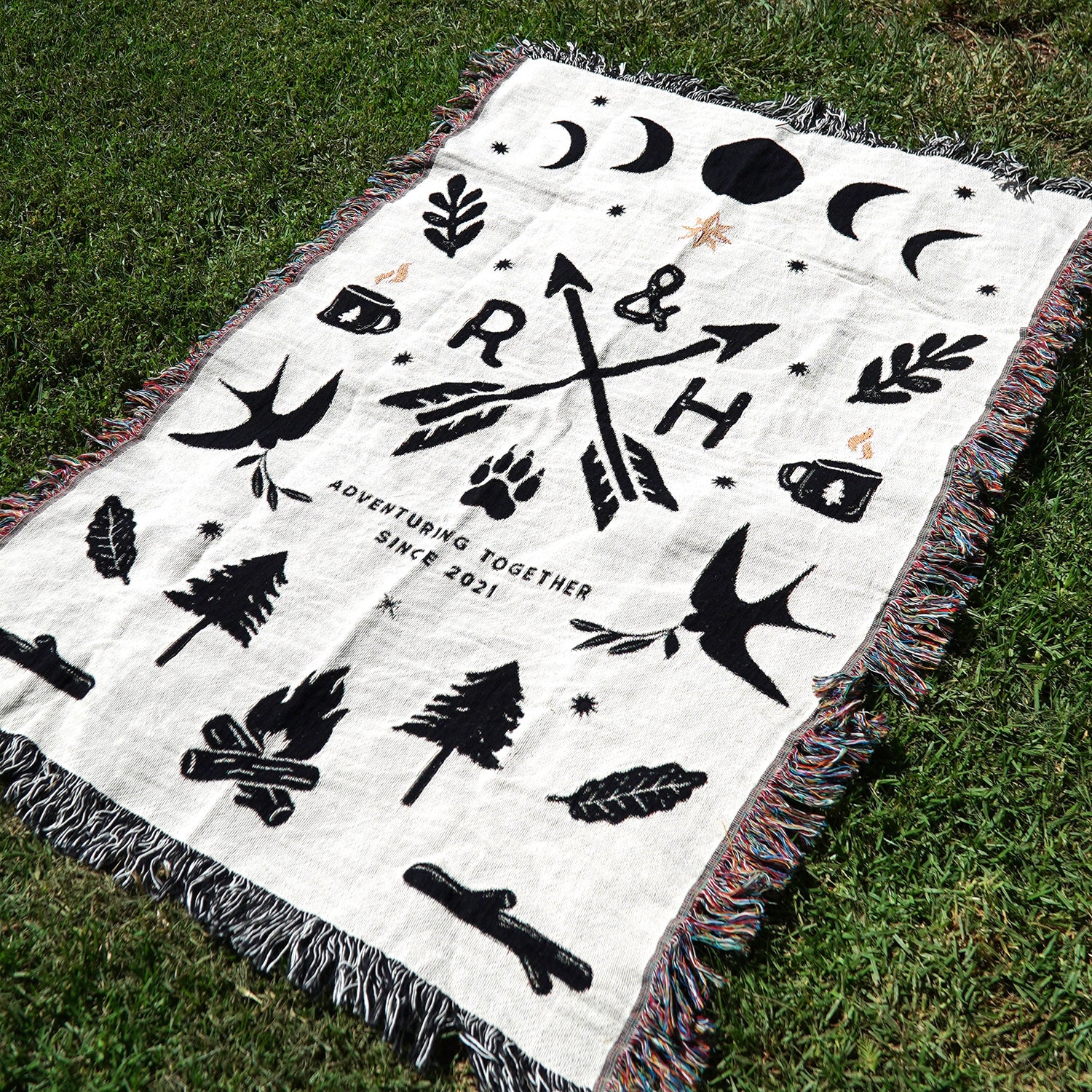 Personalized Couple Adventure Woven Blanket - Woven - Personalized Gifts for Couples, Custom Birthday Gifts, Custom Anniversary Gifts | Relatable Basic