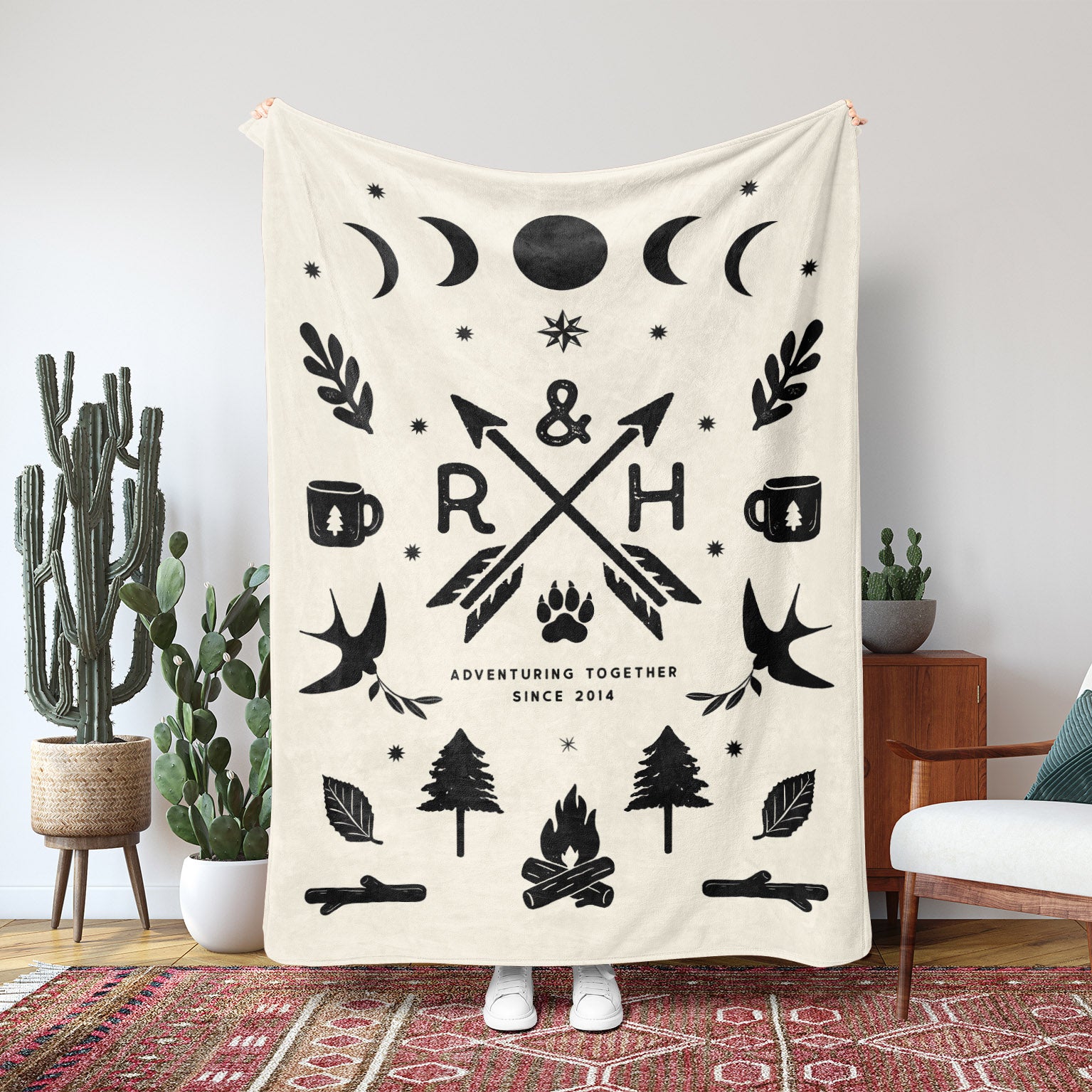 Personalized Couple Adventure Fleece Blanket - Fleece - Personalized Gifts for Couples, Custom Birthday Gifts, Custom Anniversary Gifts | Relatable Basic