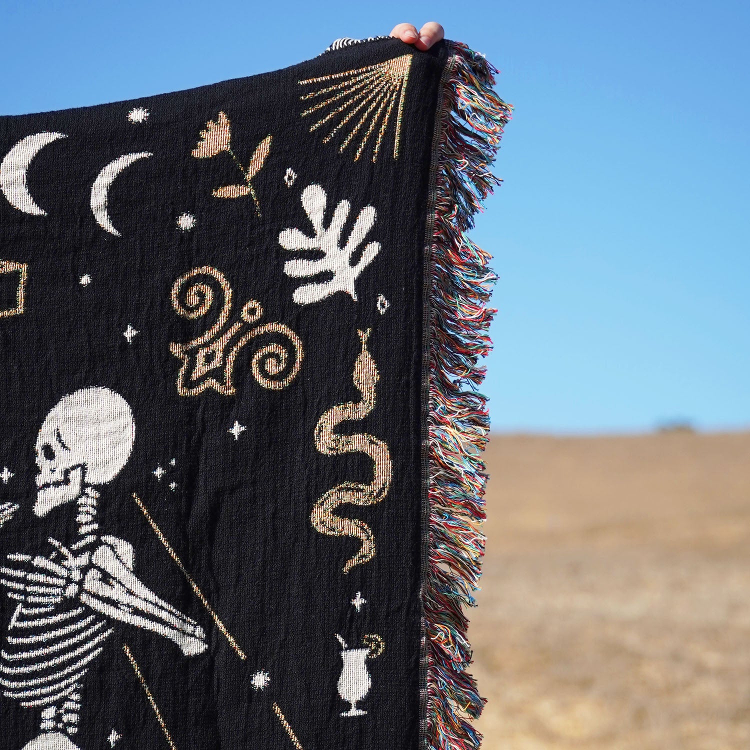 Personalized Dancing Skeleton Couple Woven Blanket - Woven - Personalized Gifts for Couples, Custom Birthday Gifts, Custom Anniversary Gifts | Relatable Basic