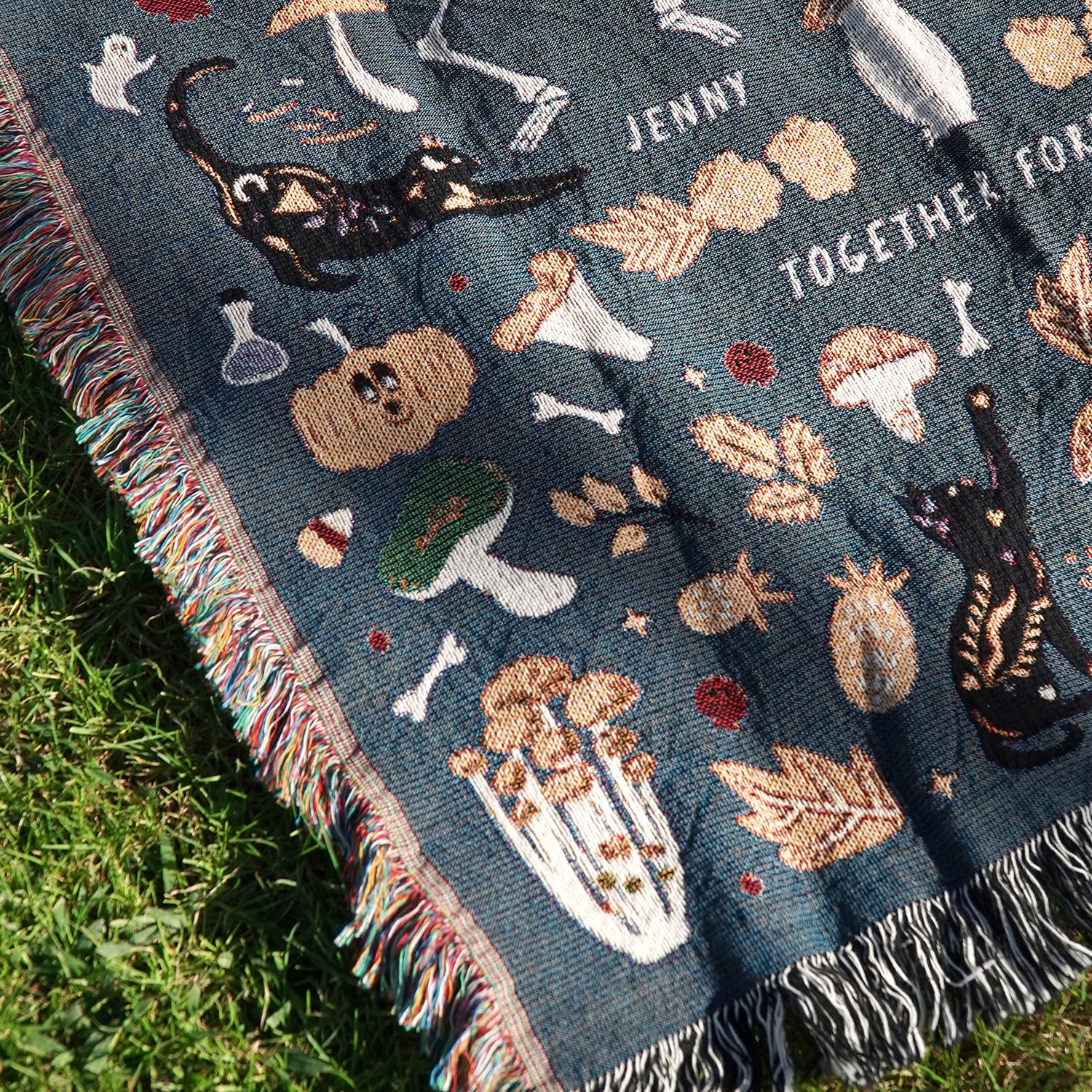 Personalized Cute Spooky Couple Woven Blanket - Woven - Personalized Gifts for Couples, Custom Birthday Gifts, Custom Anniversary Gifts | Relatable Basic