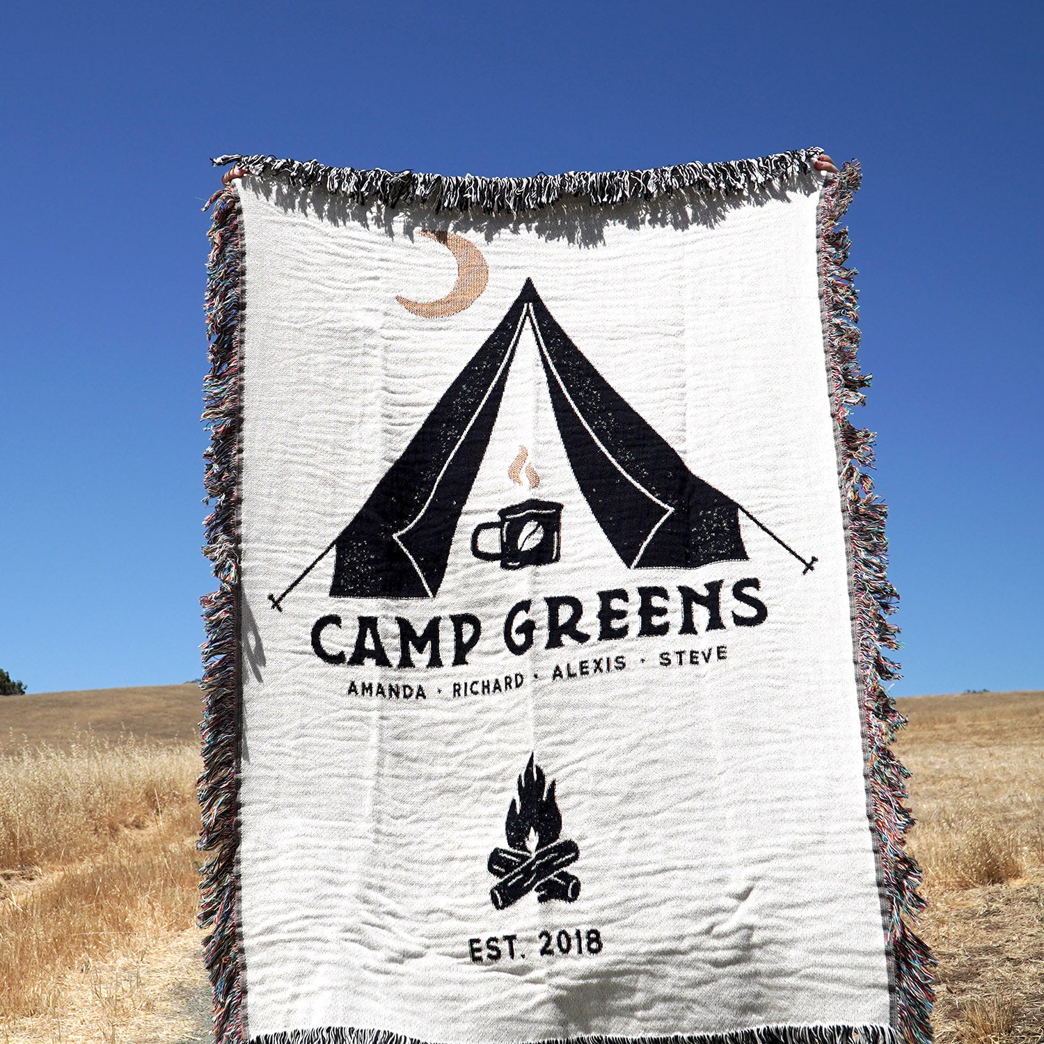 Personalized Family Camp Name Woven Blanket - Woven - Personalized Gifts for Couples, Custom Birthday Gifts, Custom Anniversary Gifts | Relatable Basic