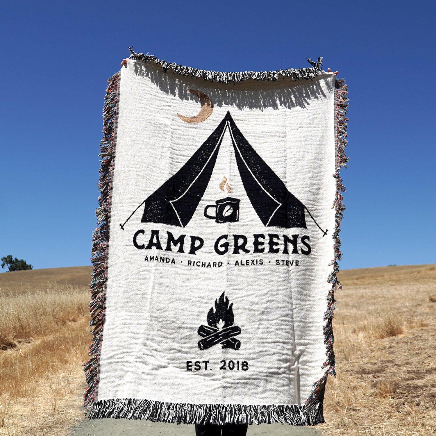 Personalized Family Camp Name Woven Blanket - Woven - Personalized Gifts for Couples, Custom Birthday Gifts, Custom Anniversary Gifts | Relatable Basic