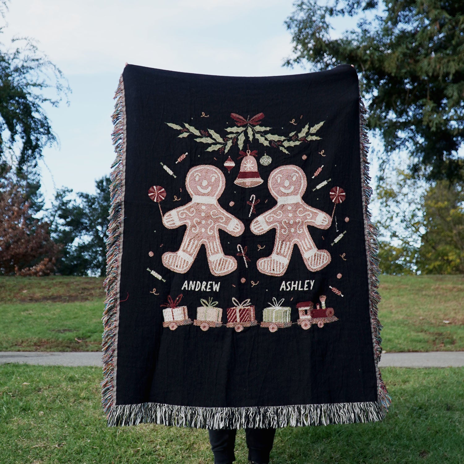 Personalized Gingerbread Christmas Couple Woven Throw - Woven - Personalized Gifts for Couples, Custom Birthday Gifts, Custom Anniversary Gifts | Relatable Basic