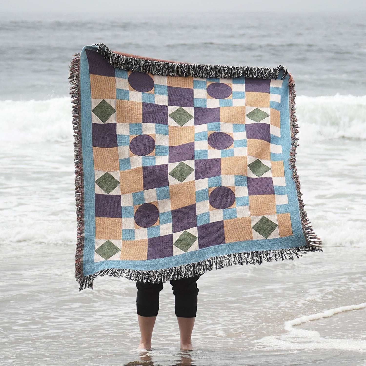 Jean - Geometric Throw Blanket - Woven - Personalized Gifts for Couples, Custom Birthday Gifts, Custom Anniversary Gifts | Relatable Basic