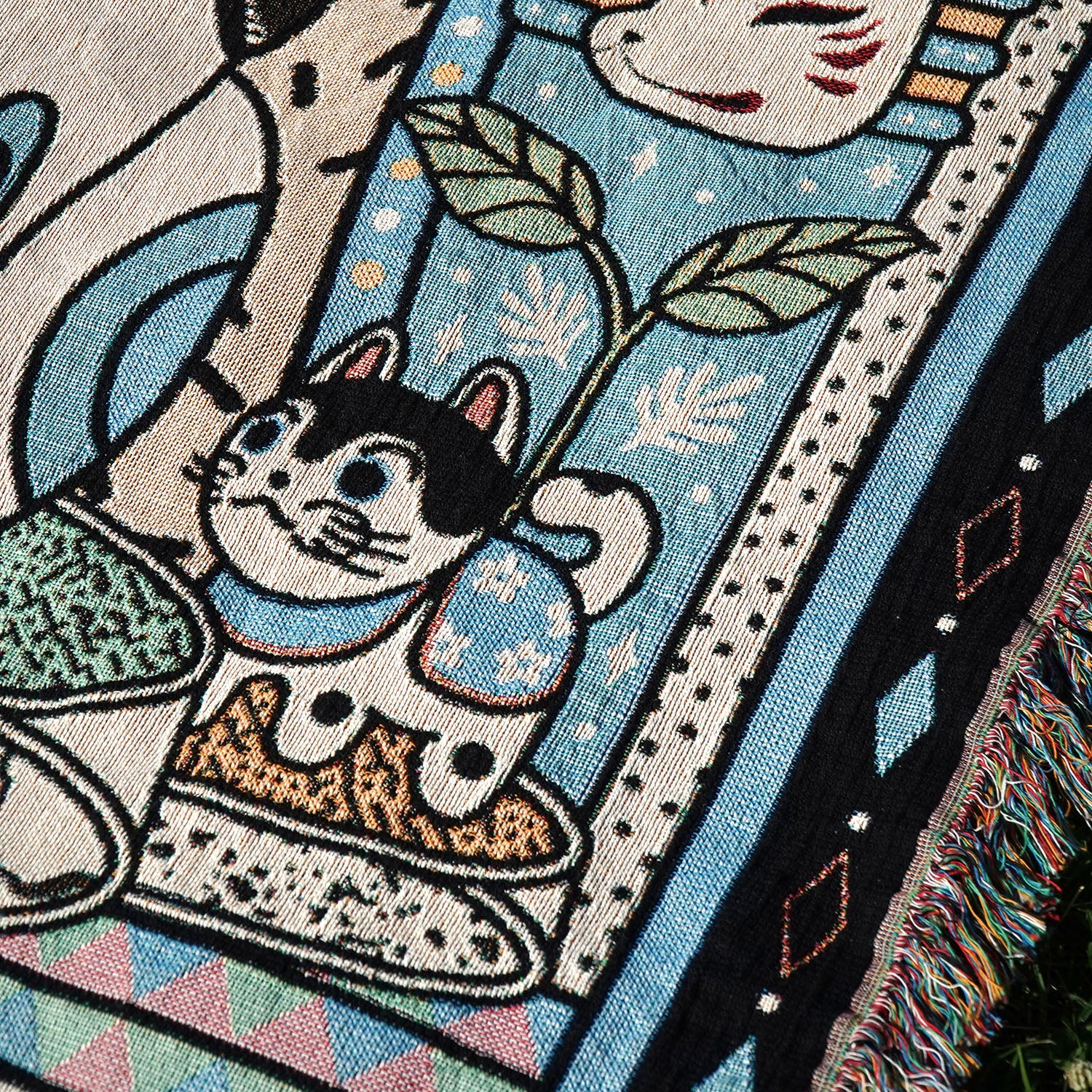 Maneki Neko Fortune Cat Woven Throw Blanket - Woven - Personalized Gifts for Couples, Custom Birthday Gifts, Custom Anniversary Gifts | Relatable Basic