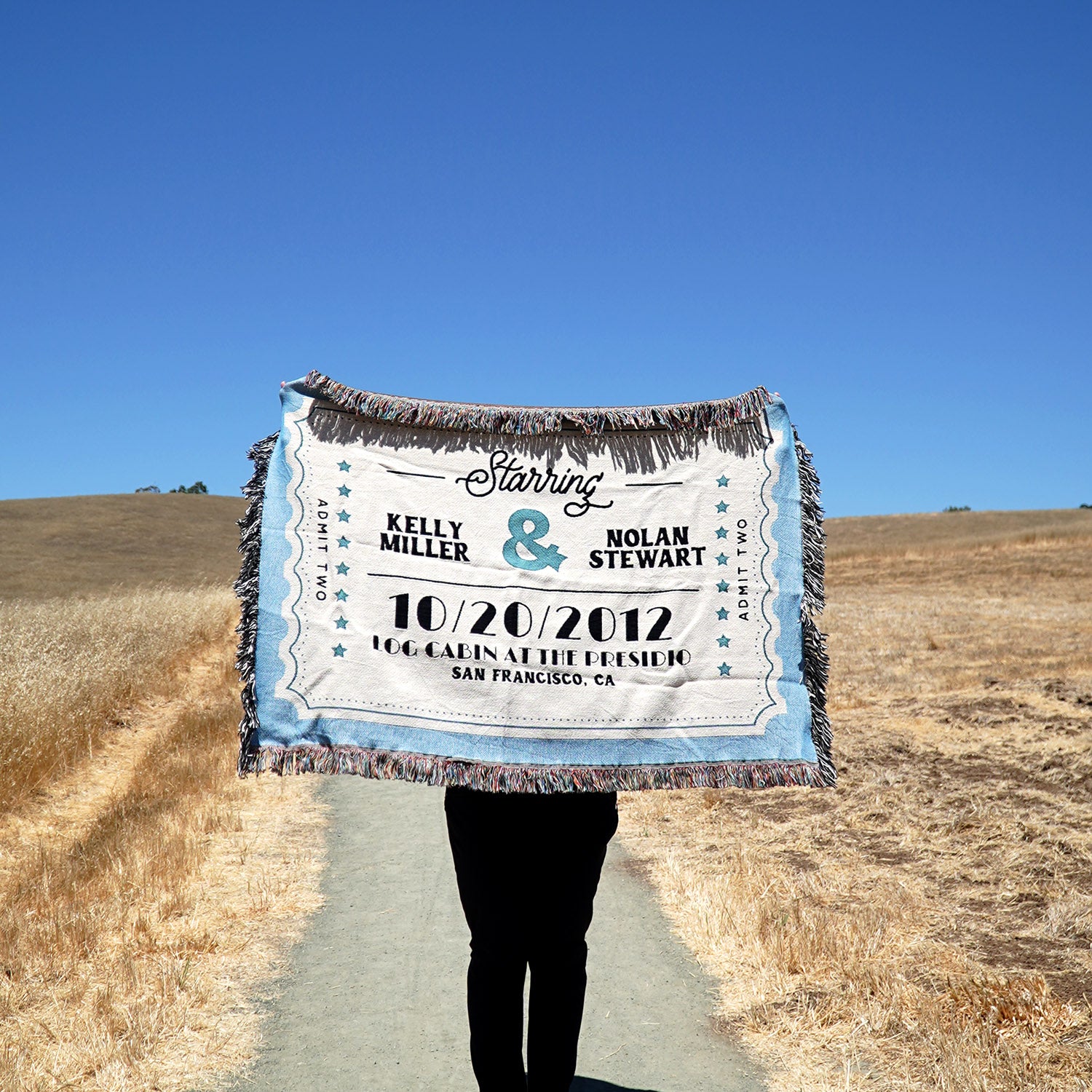 Personalized Couples Movie Ticket Woven Blanket - Woven - Personalized Gifts for Couples, Custom Birthday Gifts, Custom Anniversary Gifts | Relatable Basic