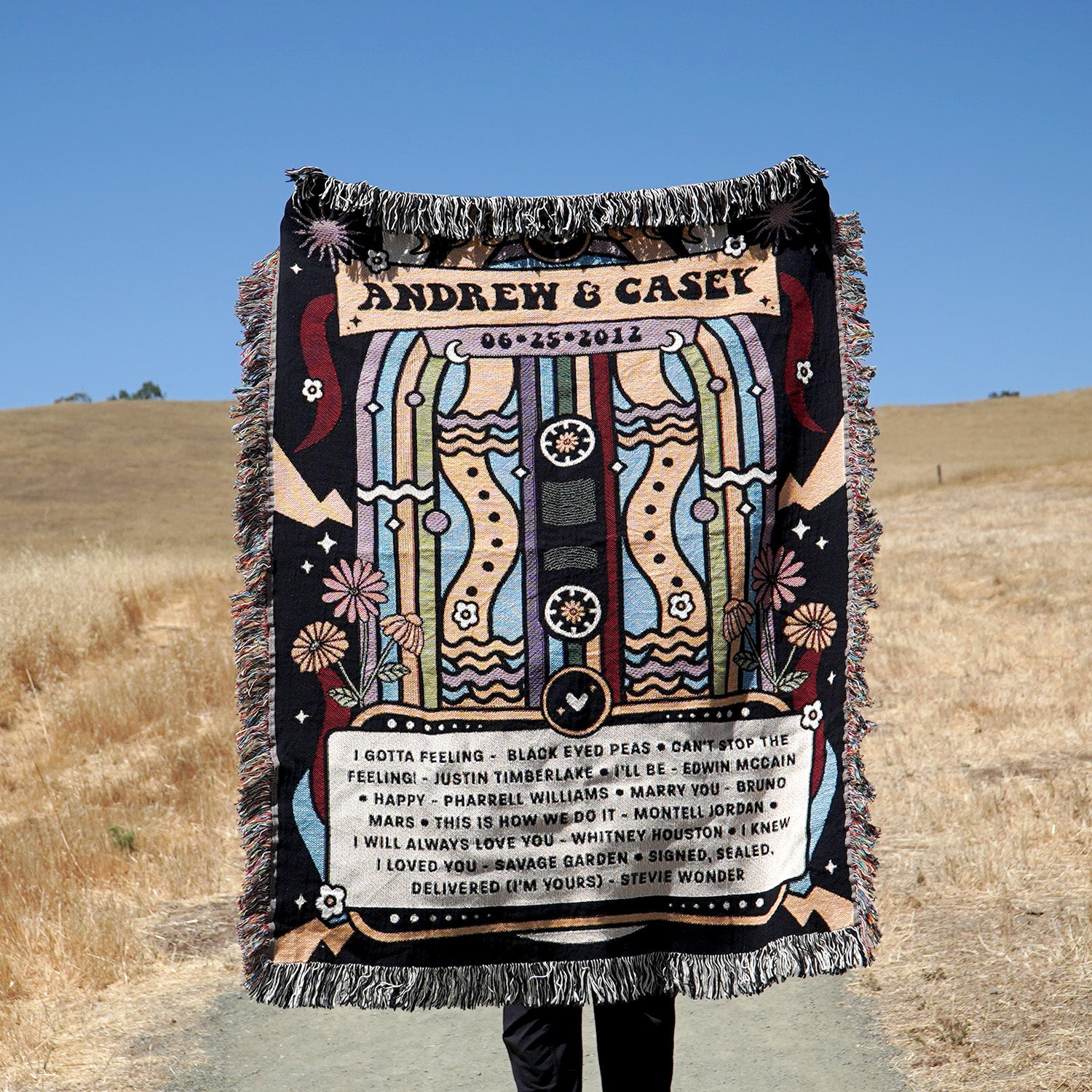 Personalized Music Festival Concert List Woven Blanket - Woven - Personalized Gifts for Couples, Custom Birthday Gifts, Custom Anniversary Gifts | Relatable Basic