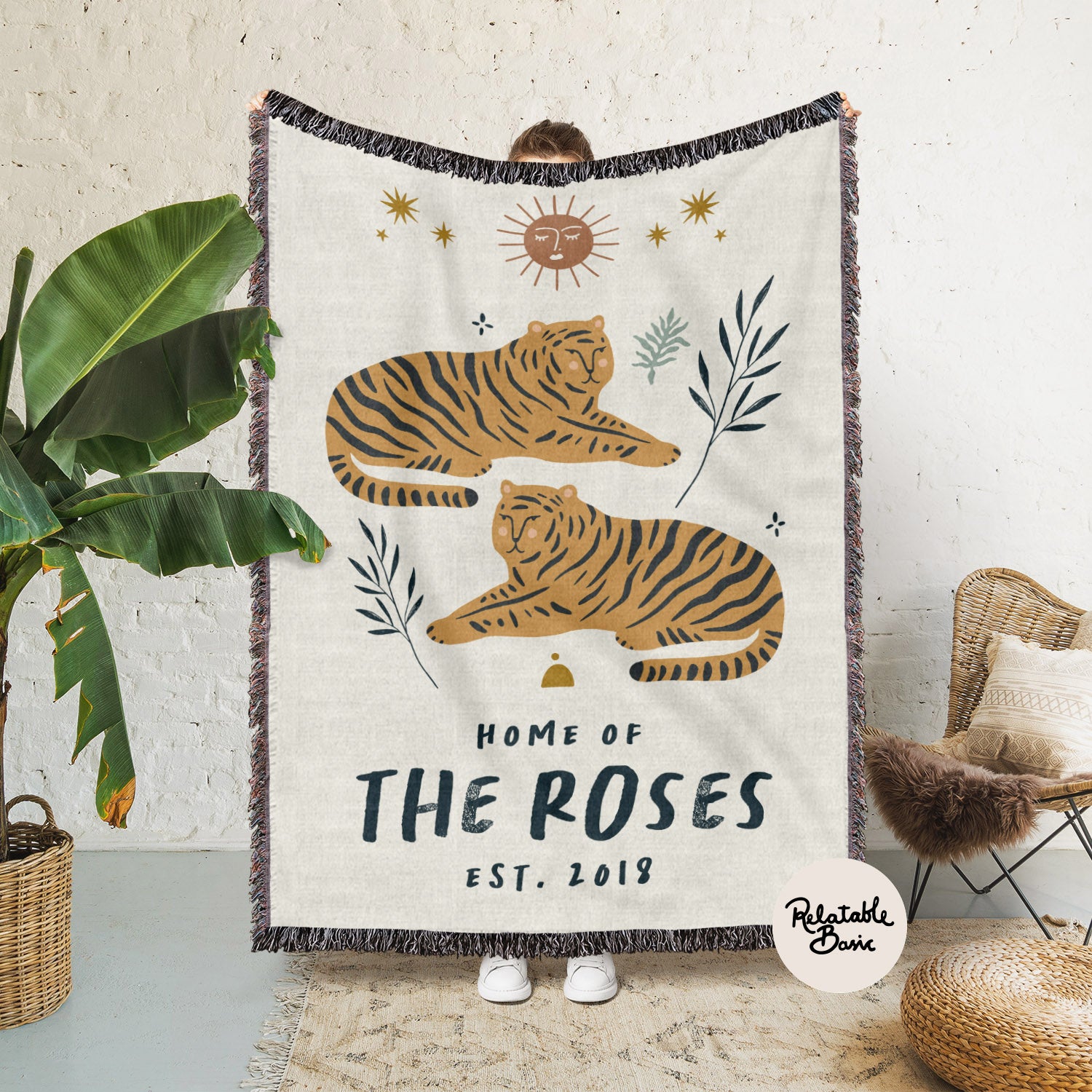 Personalized Tigers Woven Blanket - Woven - Personalized Gifts for Couples, Custom Birthday Gifts, Custom Anniversary Gifts | Relatable Basic