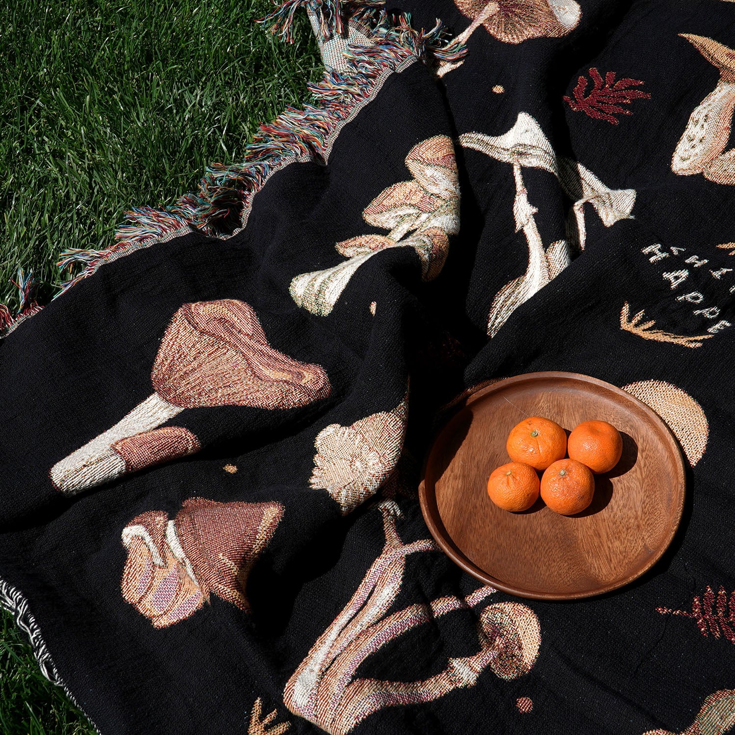 Shitake Happens Mushroom Woven Blanket - Woven - Personalized Gifts for Couples, Custom Birthday Gifts, Custom Anniversary Gifts | Relatable Basic