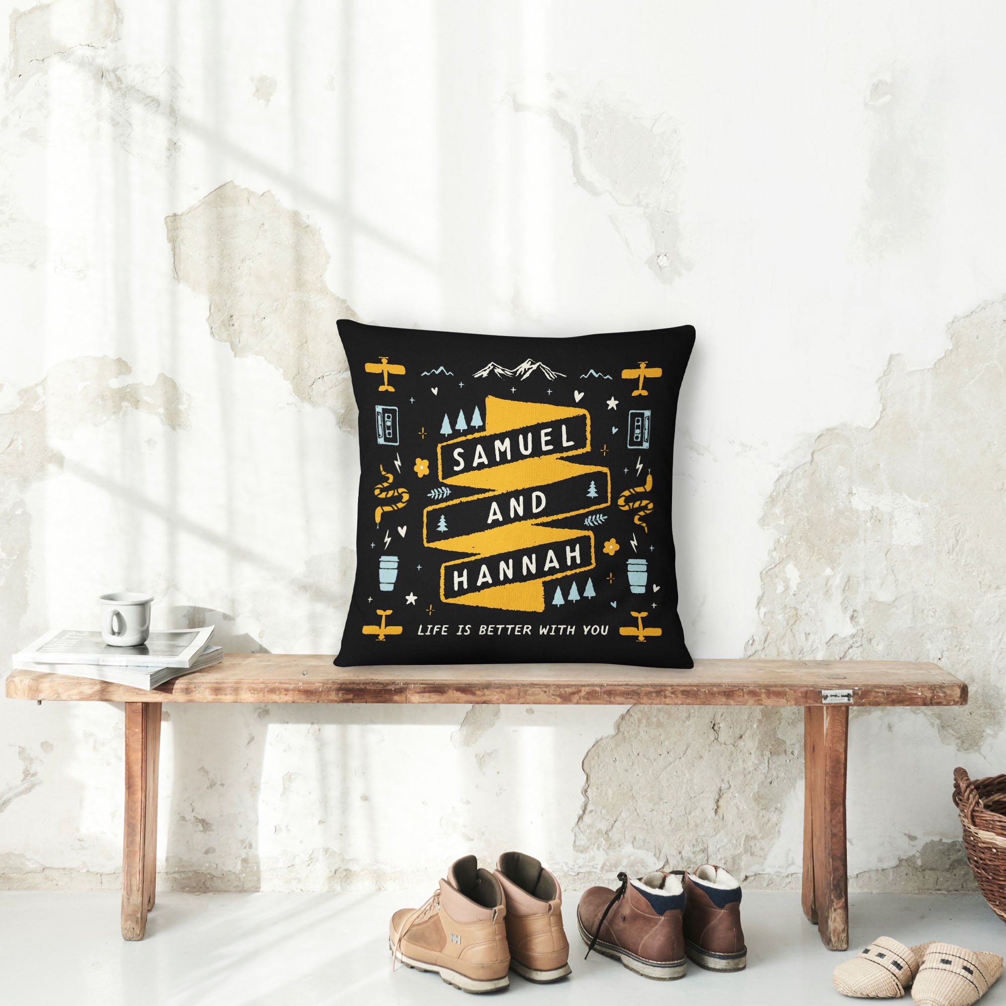 Personalized Couple Adventure Pillow - Pillow - Personalized Gifts for Couples, Custom Birthday Gifts, Custom Anniversary Gifts | Relatable Basic