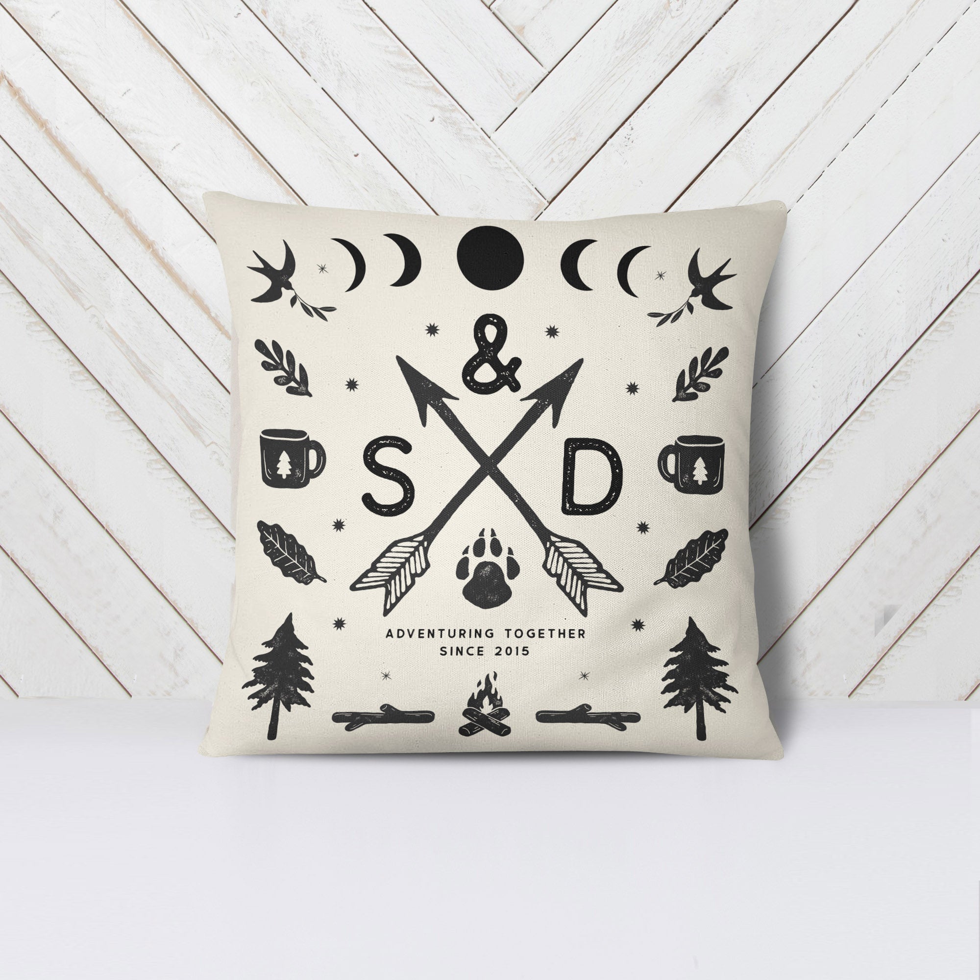 Personalized Couple Adventure Initials Pillow - Pillow - Personalized Gifts for Couples, Custom Birthday Gifts, Custom Anniversary Gifts | Relatable Basic