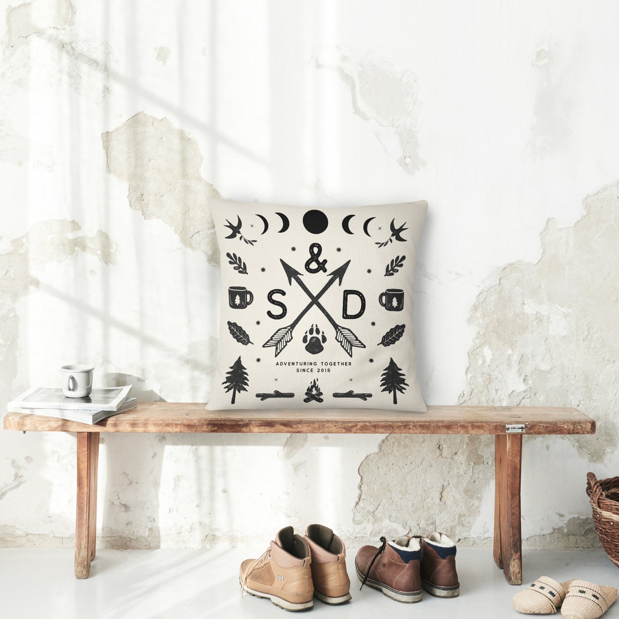 Personalized Couple Adventure Initials Pillow - Pillow - Personalized Gifts for Couples, Custom Birthday Gifts, Custom Anniversary Gifts | Relatable Basic