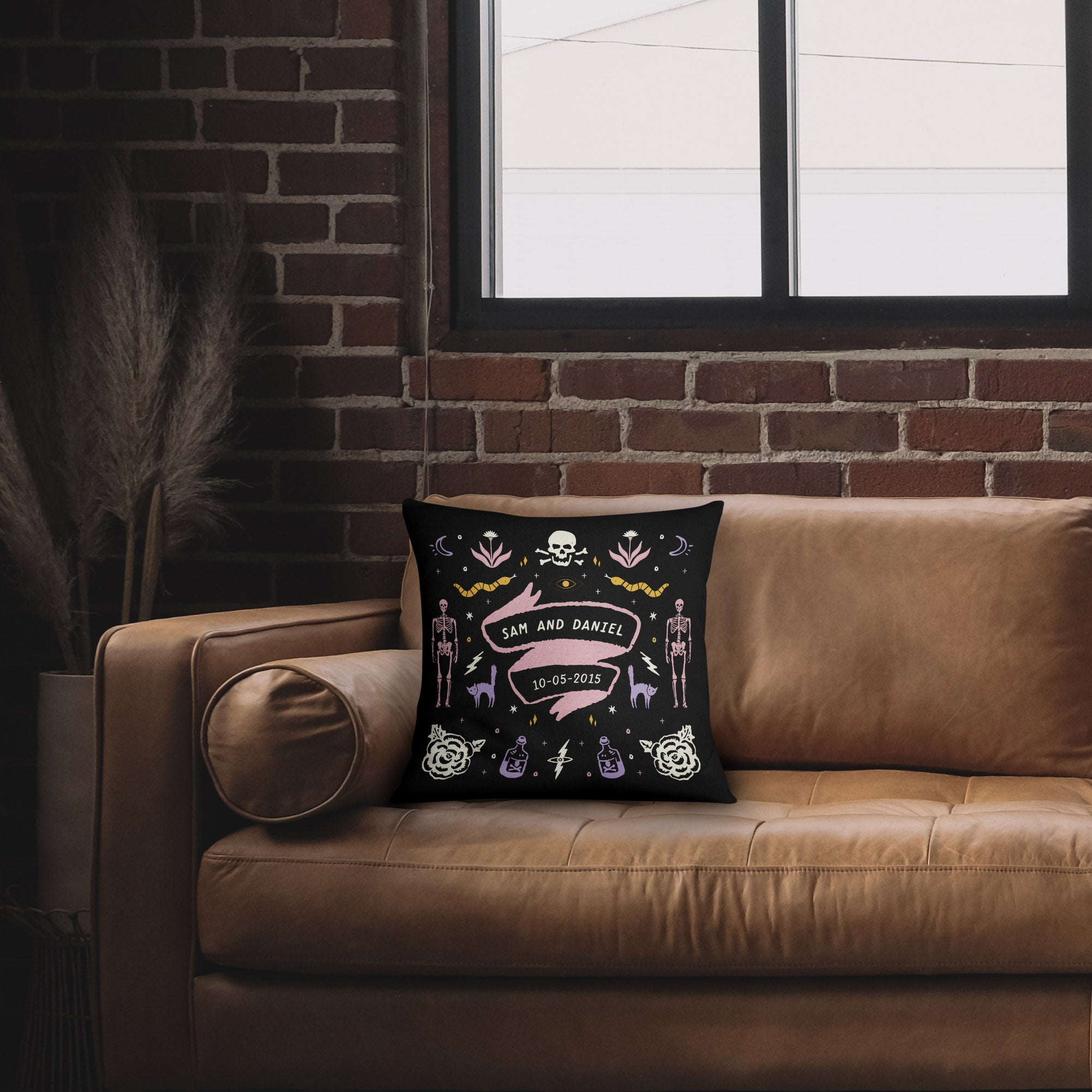 Personalized Couple Spooky Skeleton Pillow - Pillow - Personalized Gifts for Couples, Custom Birthday Gifts, Custom Anniversary Gifts | Relatable Basic