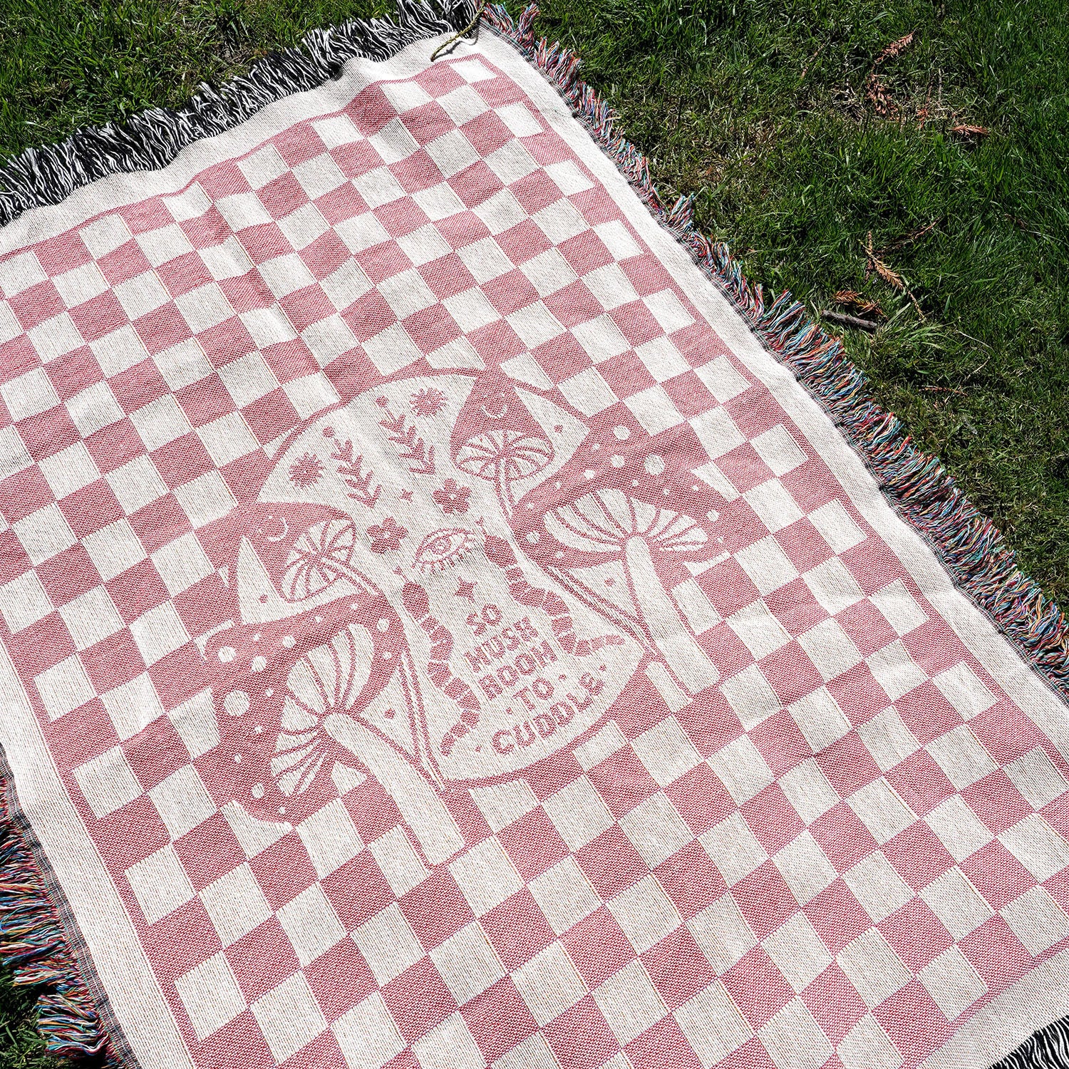 Pink So Mushroom To Cuddle Woven Blanket - Woven - Personalized Gifts for Couples, Custom Birthday Gifts, Custom Anniversary Gifts | Relatable Basic