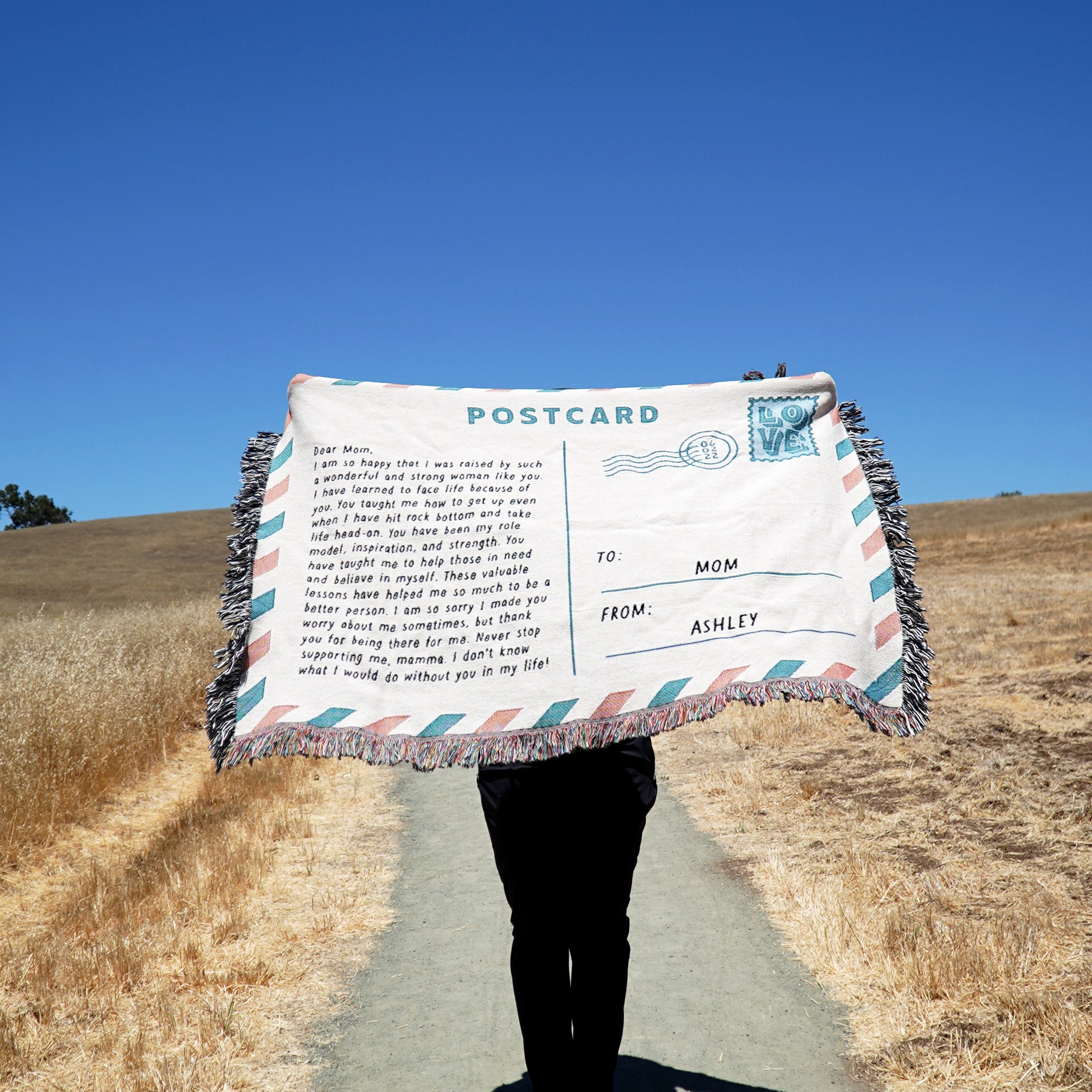 Personalized Postcard Woven Blanket - Woven - Personalized Gifts for Couples, Custom Birthday Gifts, Custom Anniversary Gifts | Relatable Basic