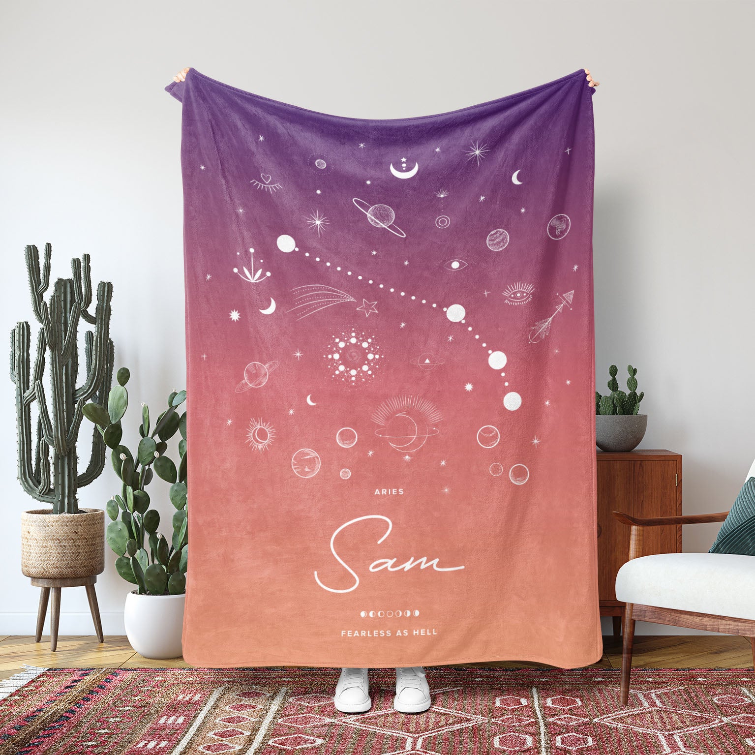 Personalized Zodiac Gradient Fleece Blanket - Fleece - Personalized Gifts for Couples, Custom Birthday Gifts, Custom Anniversary Gifts | Relatable Basic