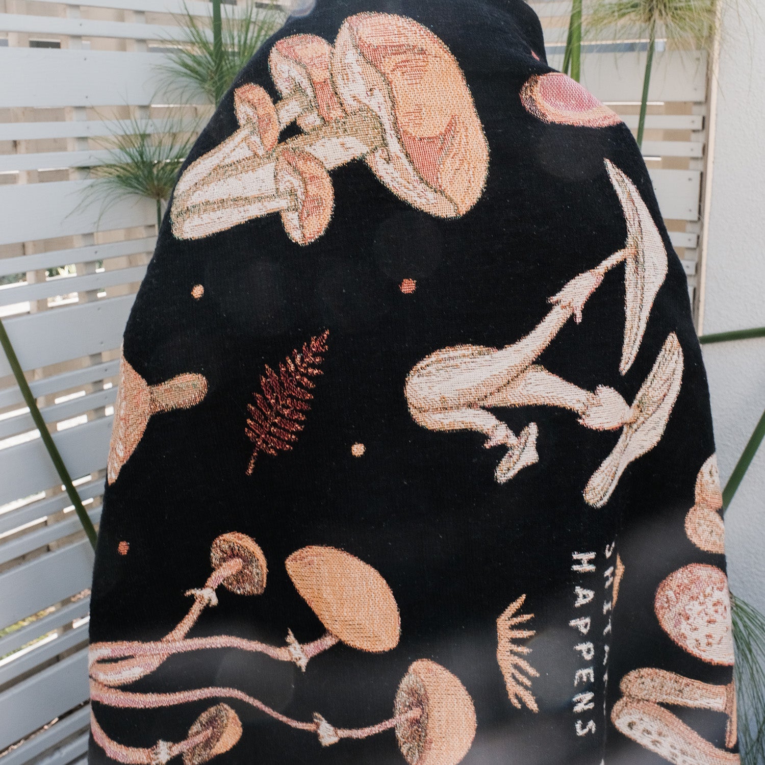 Shitake Happens Mushroom Woven Blanket - Woven - Personalized Gifts for Couples, Custom Birthday Gifts, Custom Anniversary Gifts | Relatable Basic