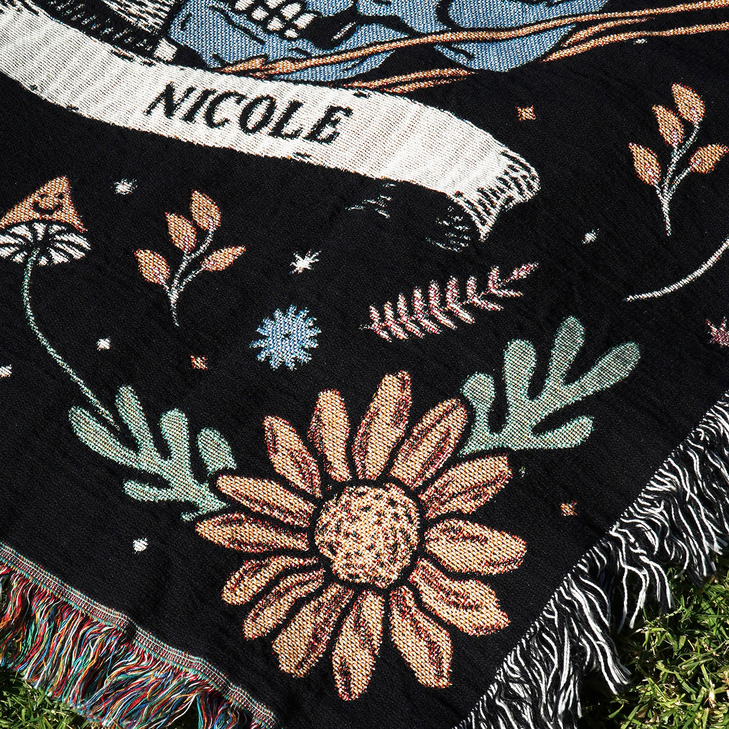 Personalized Zodiac Skull Couple Throw Blanket - Woven - Personalized Gifts for Couples, Custom Birthday Gifts, Custom Anniversary Gifts | Relatable Basic